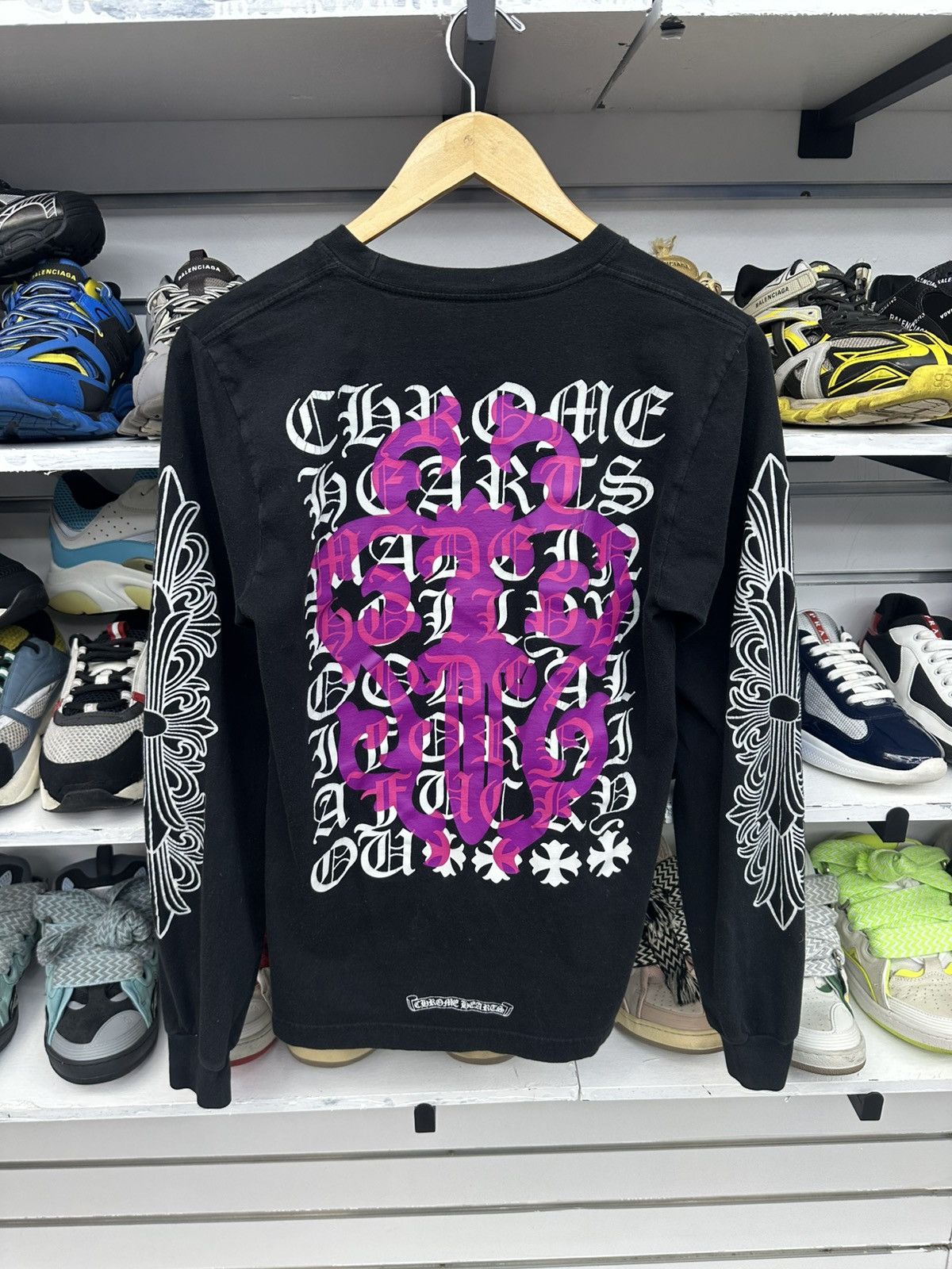 Chrome Hearts L/S Purple Dagger Floral Eye chart