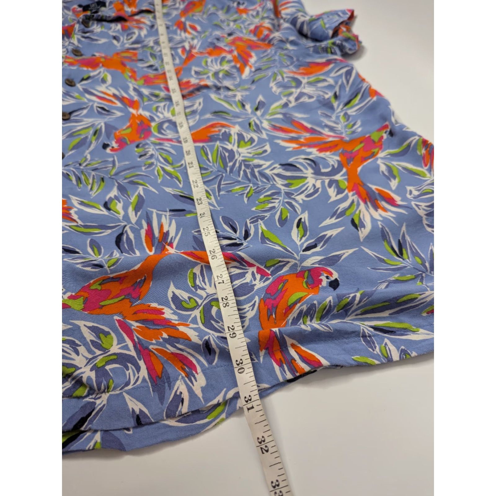 George George Shirt Mens 3XL Blue Palm Leaf Bird Of Paradise Rayon Camp Hawaiian Casual Button-Up Size US XXL / EU 58 / 5 - 4 Thumbnail