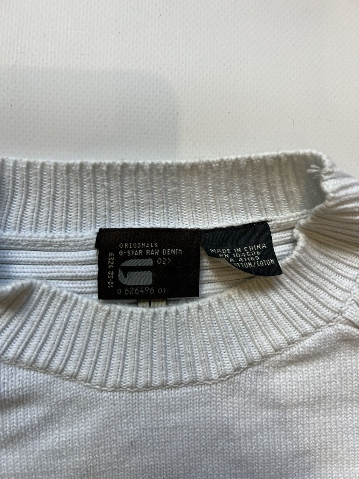 G-Star G Star Raw White Sweater Rubbed Basic Classic Size US L / EU 52-54 / 3 - 5 Thumbnail
