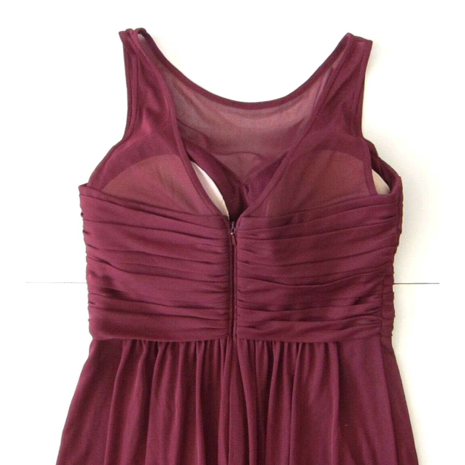 Vintage VINTAGE David's Bridal Red Maroon Stretch Lace Ruched Long Maxi Gown Party Dress Size 6 Size M / US 6-8 / IT 42-44 - 5 Thumbnail