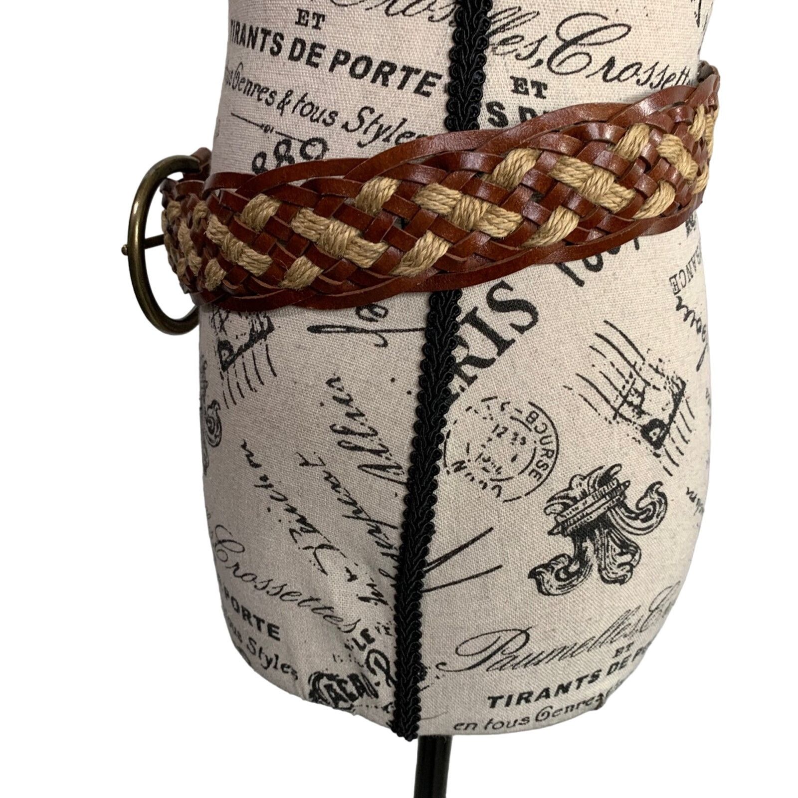J.Crew J. Crew Women Small Belt Brown Leather Tan Jute Braided Boho Size ONE SIZE - 3 Thumbnail