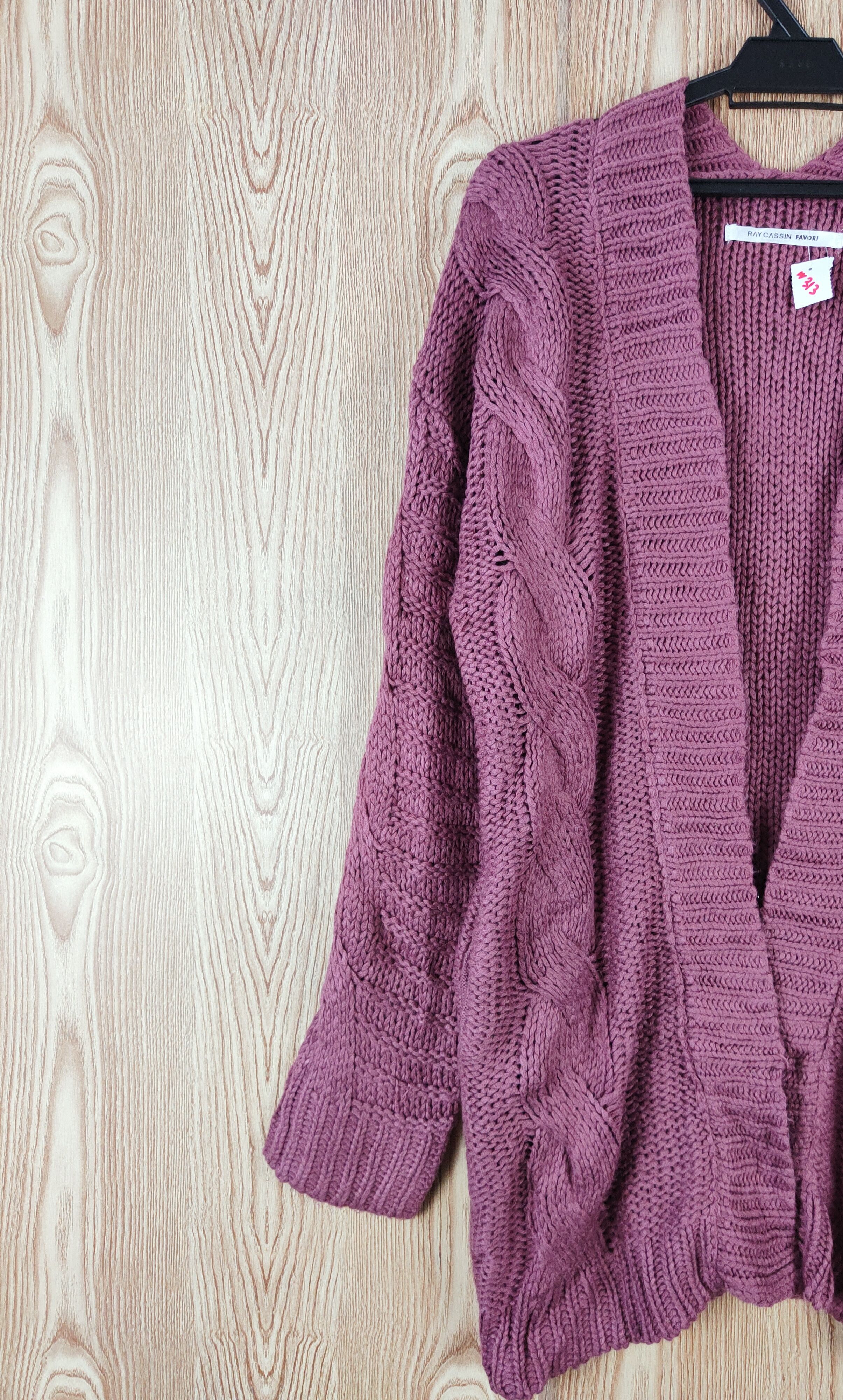 Japanese Brand Ray Cassin Favori Magenta cable Knitwear Cardigan #W313 Size L / US 10 / IT 46 - 3 Thumbnail