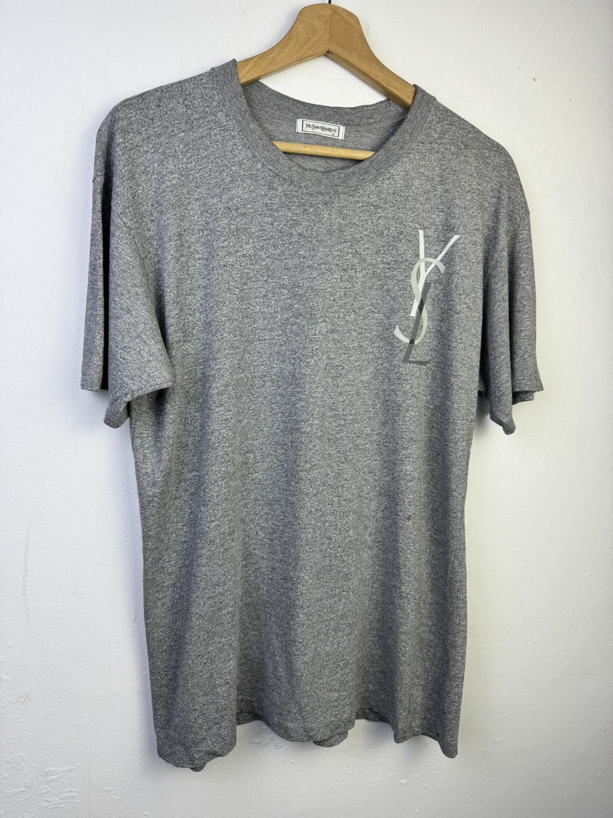 Yves Saint Laurent vintage Yves Saint Laurent gray cotton T-shirt Size US M / EU 48-50 / 2 - 2 Thumbnail