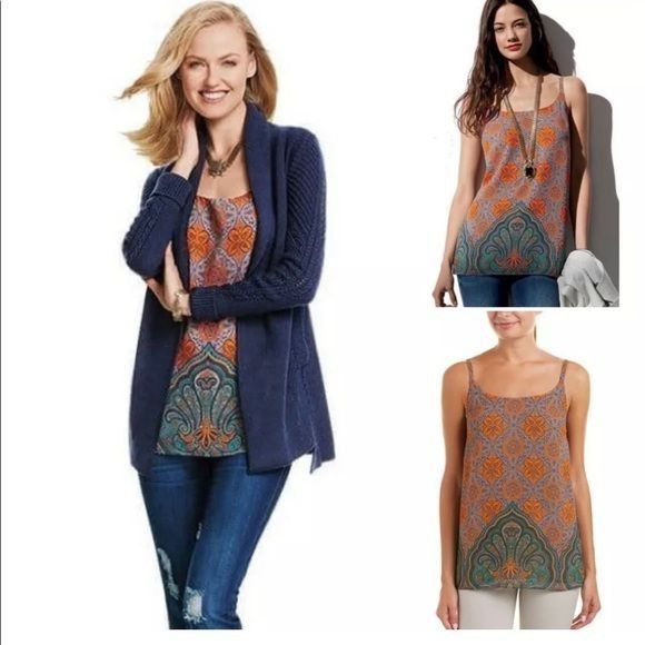 Other CAbi 3082 S Top Sleeveless Tank Orange Gray ARABESQUE Mosaic Size S / US 4 / IT 40 - 5 Thumbnail