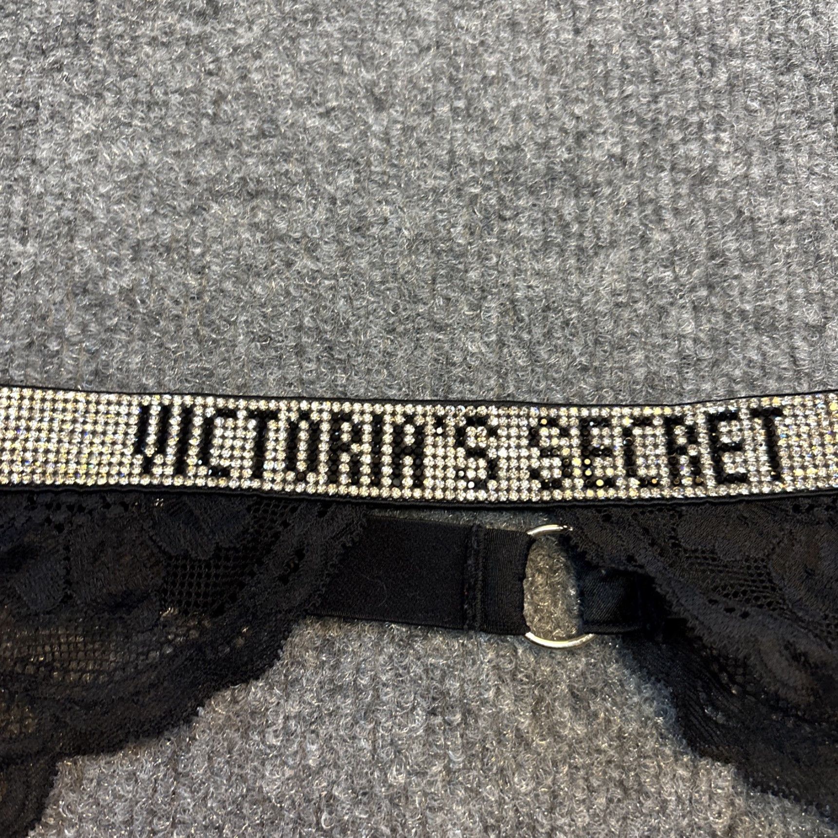 Victoria's Secret Victoria's Secret Women's Black Lace Garter Belt With Silver Rhinestone Sequins M/ L Size ONE SIZE - 2 Thumbnail