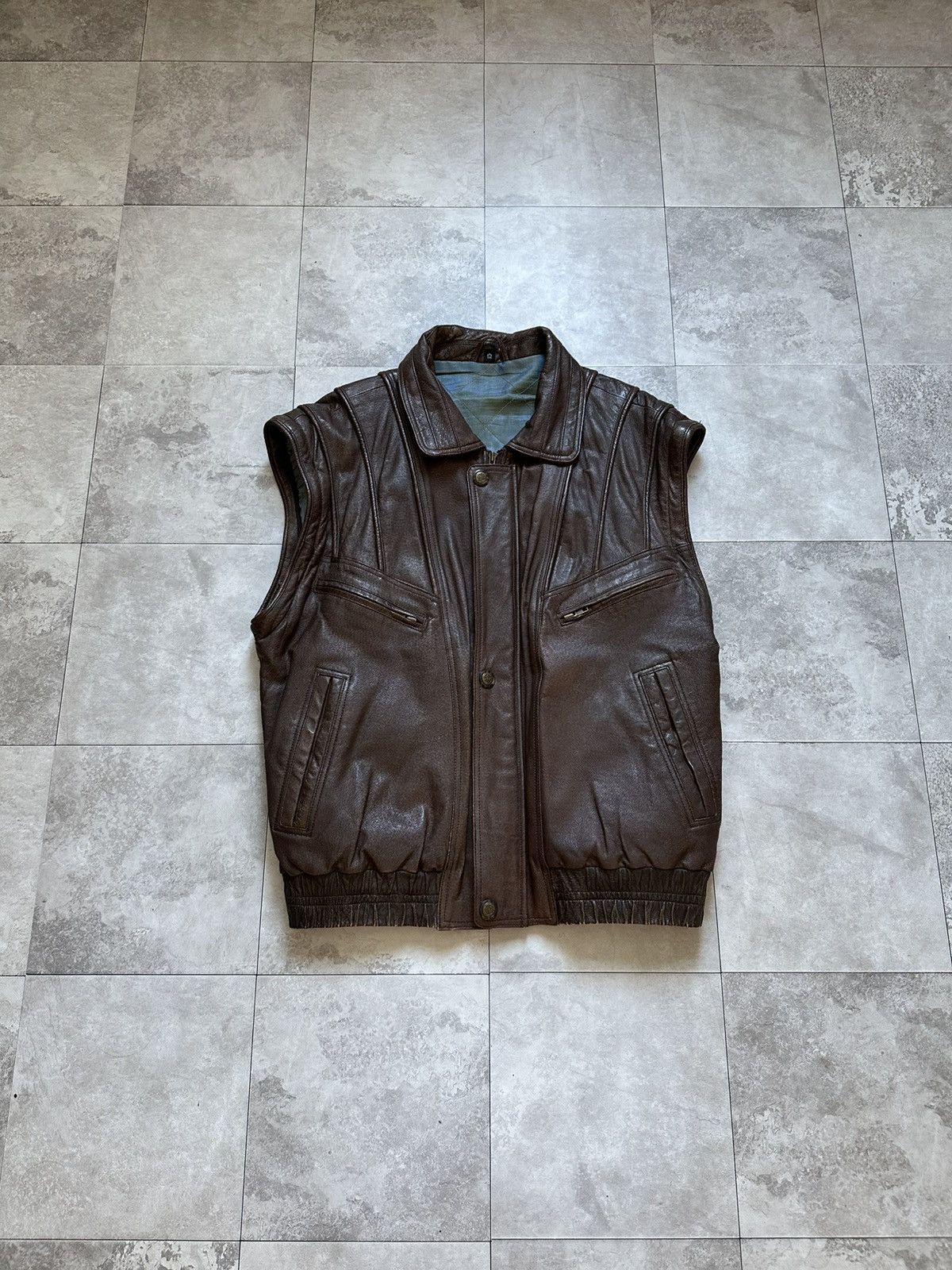 Genuine Leather × Vintage Vintage Brown Leather Bomber Avant Garde Transformer Jacket Size US L / EU 52-54 / 3 - 8 Thumbnail