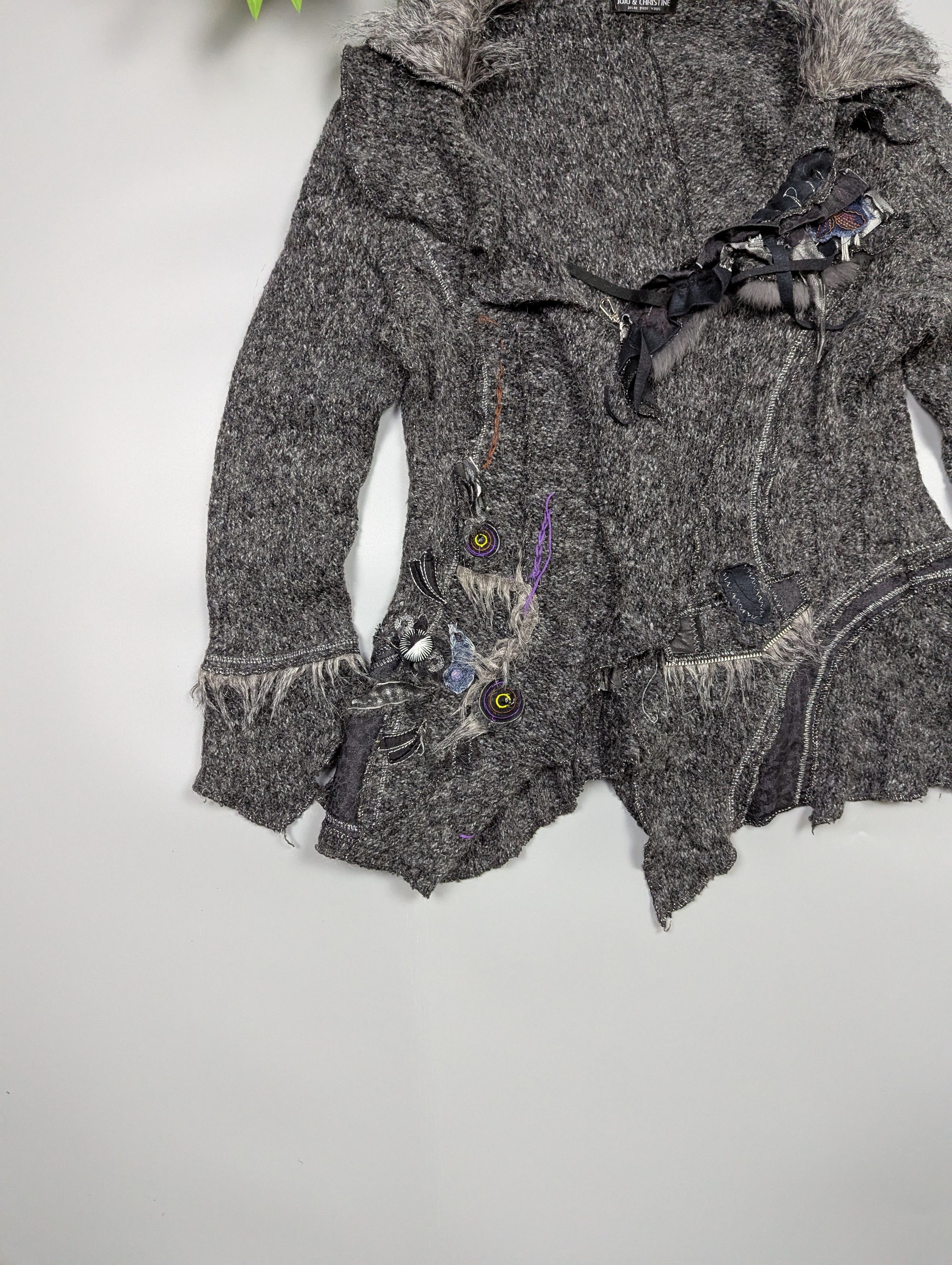 Japanese Brand Juju Christine Vintage Steampunk Wool Cardigan Gothic Size L / US 10 / IT 46 - 2 Thumbnail