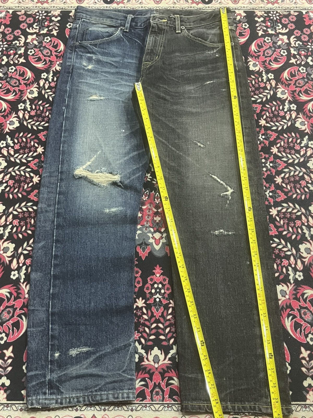 Japanese Brand Maison Conception Libre Two Toned Distressed Whisker Jeans Size US 32 / EU 48 - 10 Thumbnail
