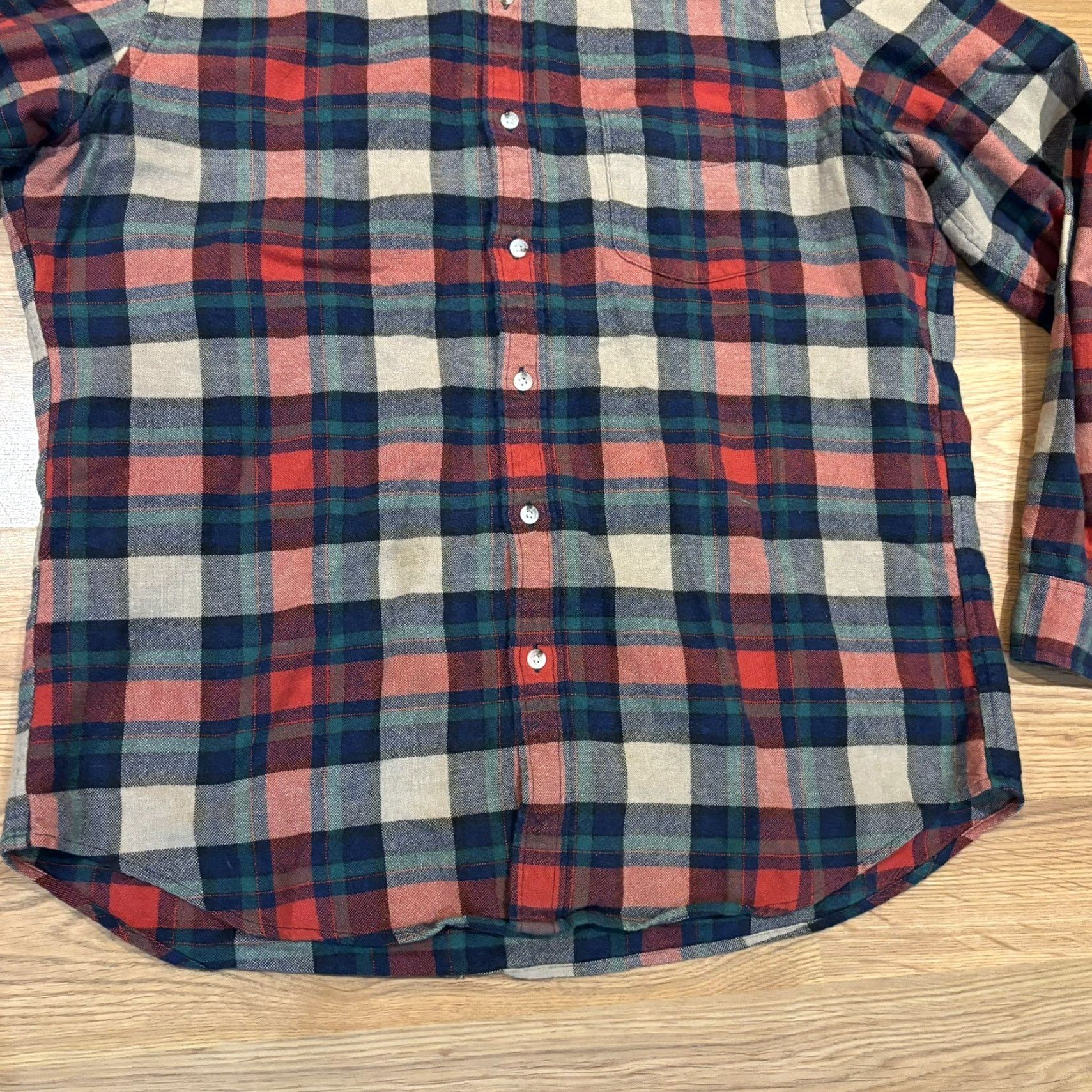 Wallace & Barnes VINTAGE Wallace & Barnes Shirt Button Up Wool Blend Flannel Red Blue Green Men’s Sz XL Size US XL / EU 56 / 4 - 5 Thumbnail