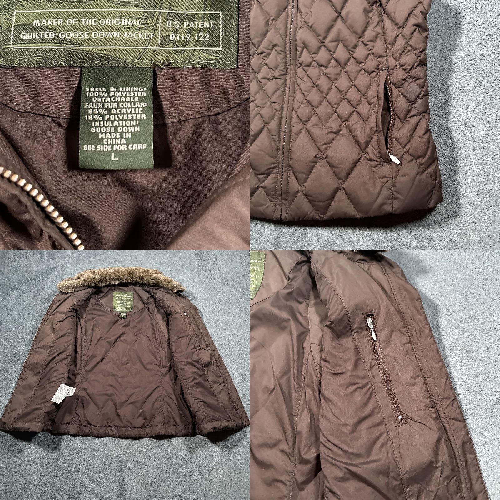 Eddie Bauer Eddie Bauer Vest Womens Large Quilted Goose Down Removab Faux Fur Collar Pockets Size L / US 10 / IT 46 - 8 Thumbnail