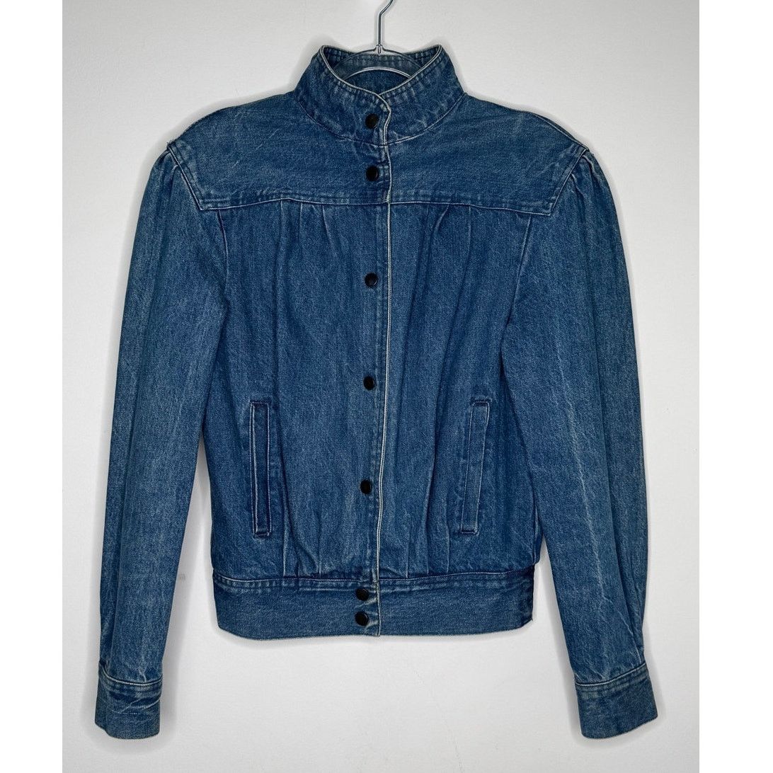 Vintage 1980s Vintage Denim Puff Sleeve Bomber Jacket Women’s Medium Size M / US 6-8 / IT 42-44 - 16 Thumbnail