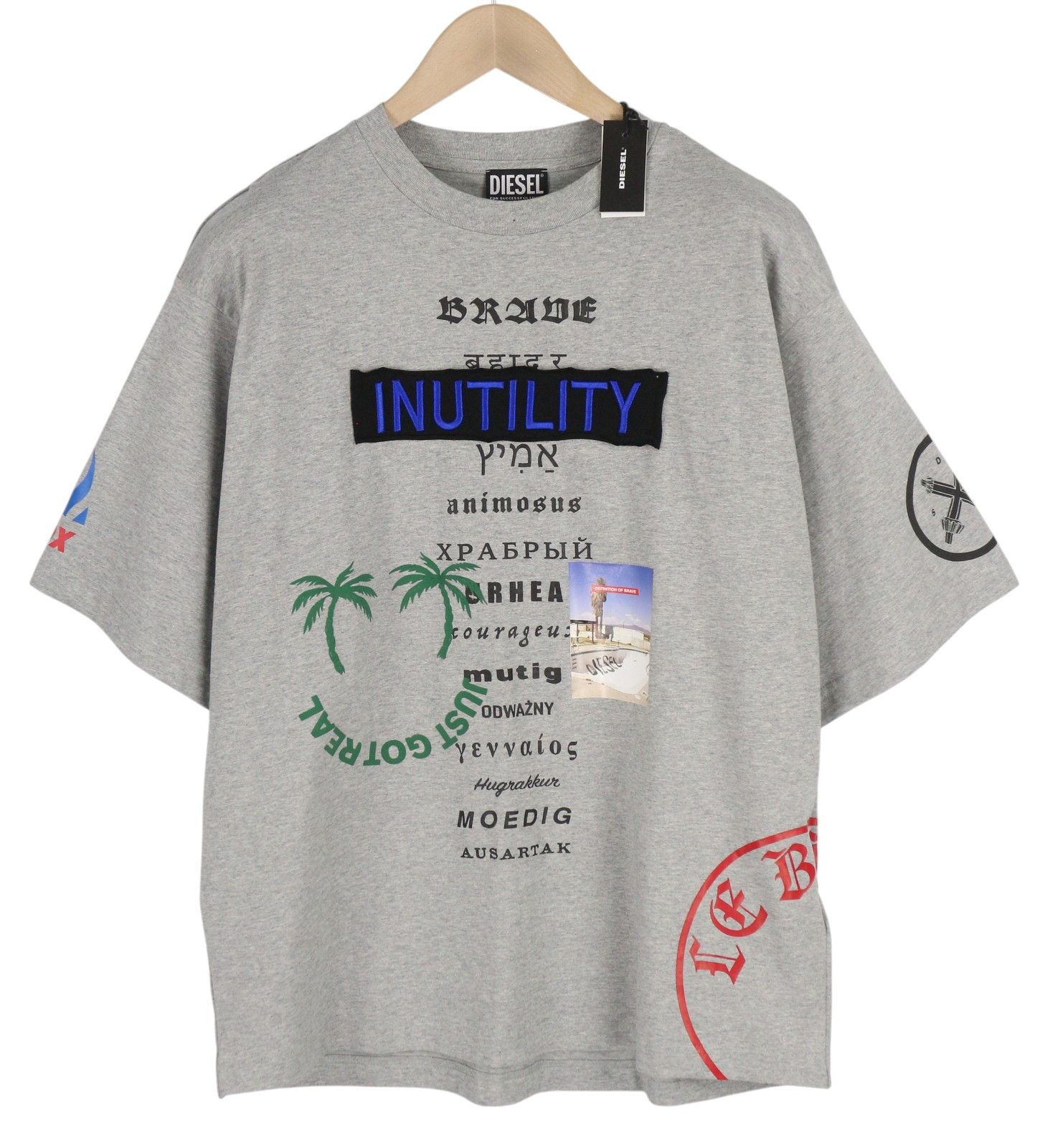 Diesel T-BALM-B2 S Grey Melange Patterned T-Shirt 84102 Size US S / EU 44-46 / 1 - 1 Thumbnail