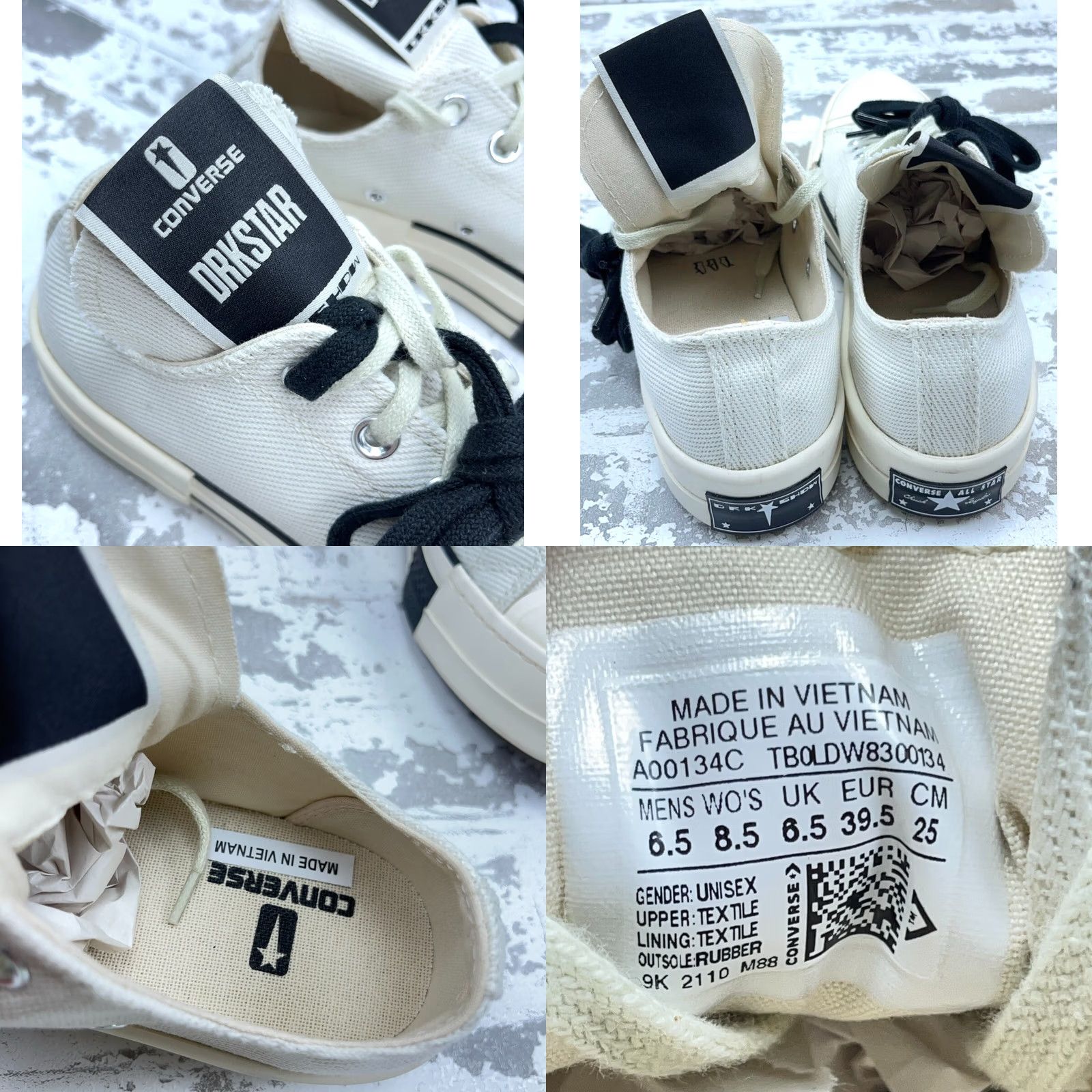 Converse Converse Rick Owens x DRKSHDW DRKSTAR Chuck 70 Low Sneaker Men 6.5 Women 8.5 White Size US 7 / IT 37 - 8 Thumbnail