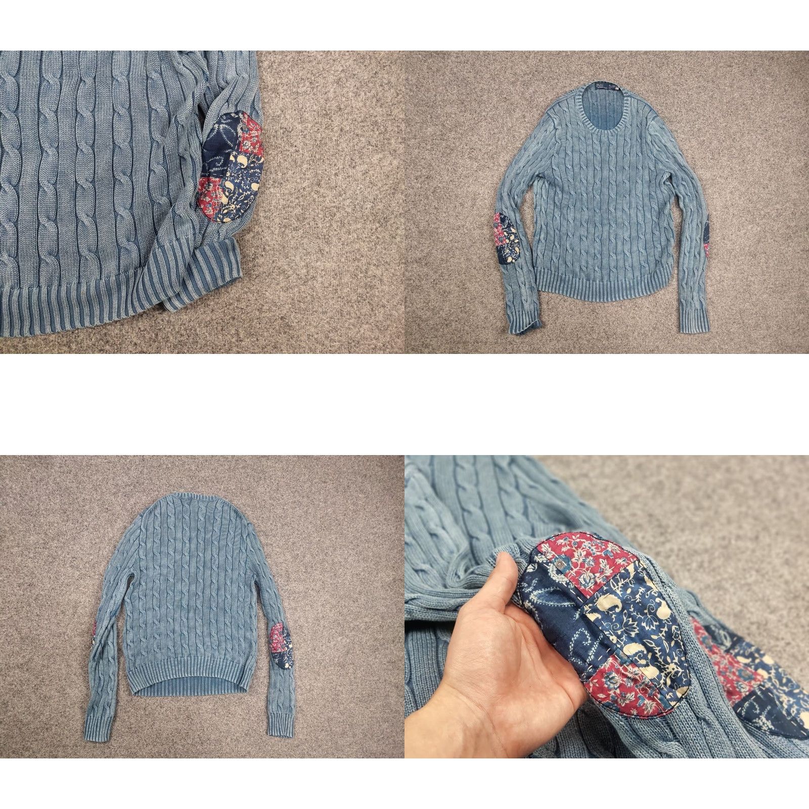 Polo Ralph Lauren VINTAGE Polo Ralph Lauren Indigo Patchwork Elbow Knit Sweater XL Women Blue Polo Ralph Lauren Indigo Patchwork Elbow Knit Sweater Vintage Size XL / US 12-14 / IT 48-50 - 8 Thumbnail