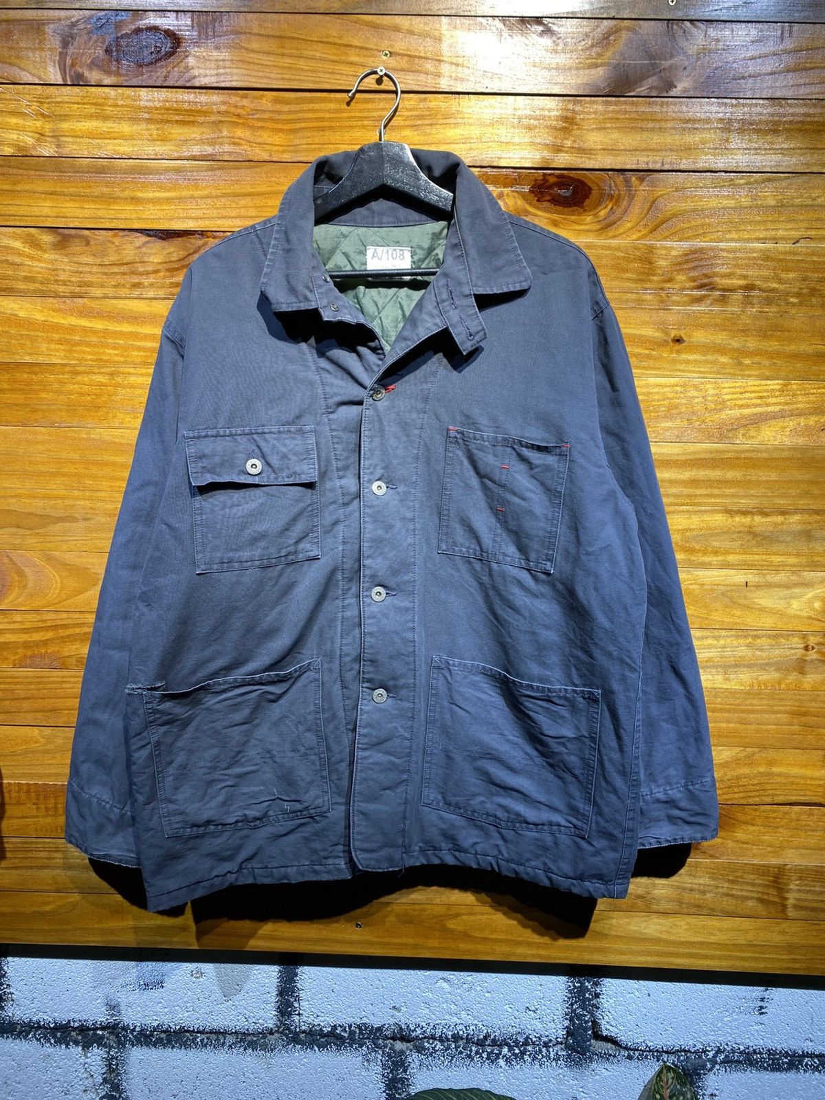 Japanese Brand Vintage Billy Stone’s A/108 Quilted Work Jacket – Navy Blue Size US L / EU 52-54 / 3 - 3 Thumbnail
