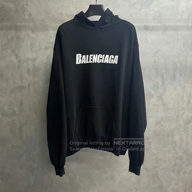 Balenciaga Balenciaga Black Logo Hooded Sweatshirt. Size US S / EU 44-46 / 1 - 1 Thumbnail