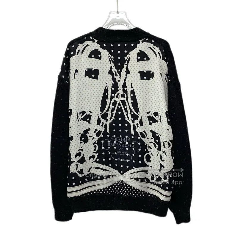 Hermes Hermes Black Star Polka Dot Printed Wool V-Neck Single Bre Size XS / US 0-2 / IT 36-38 - 2 Thumbnail