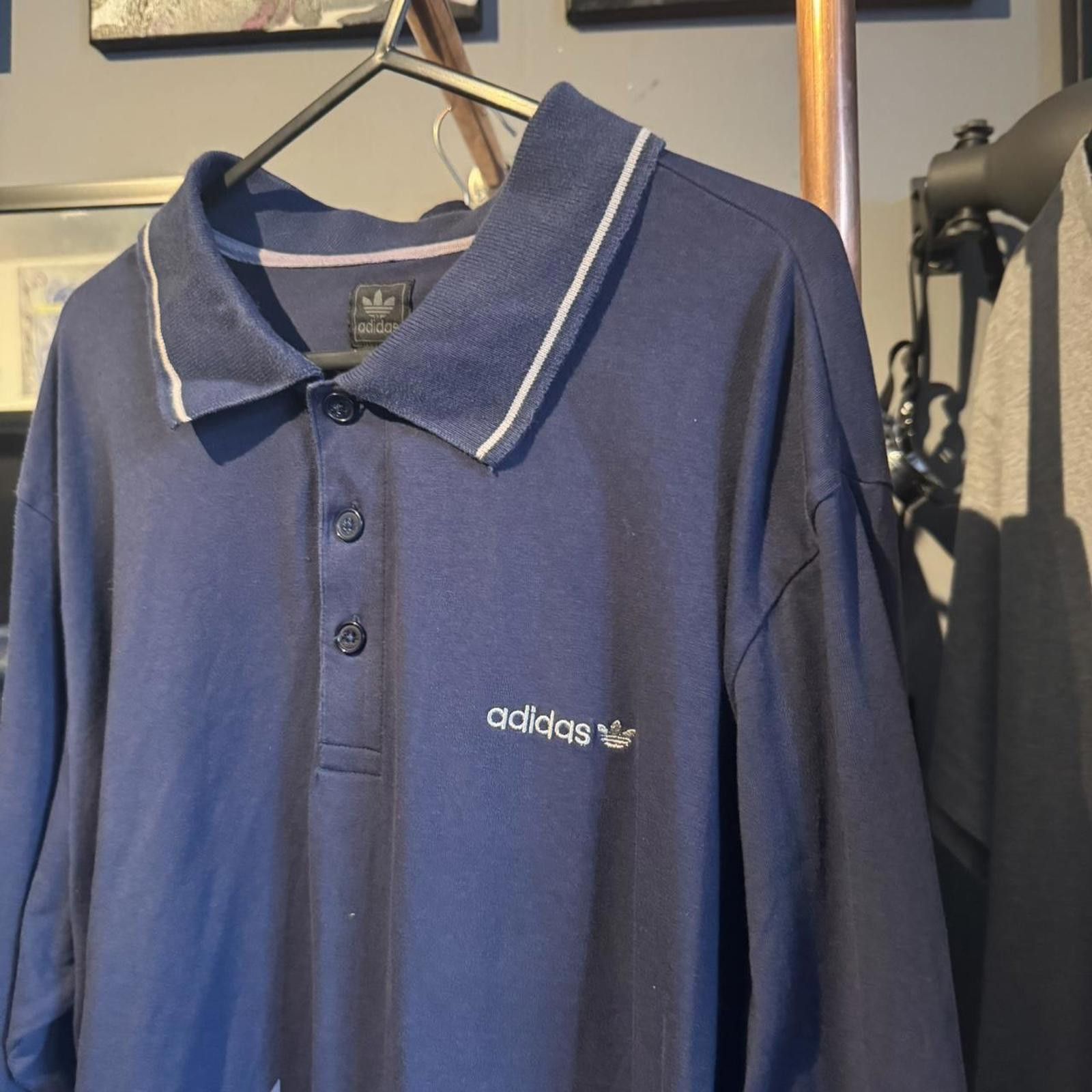 Other Adidas Originals Navy Long Sleeve Polo Shirt Size US L / EU 52-54 / 3 - 2 Thumbnail