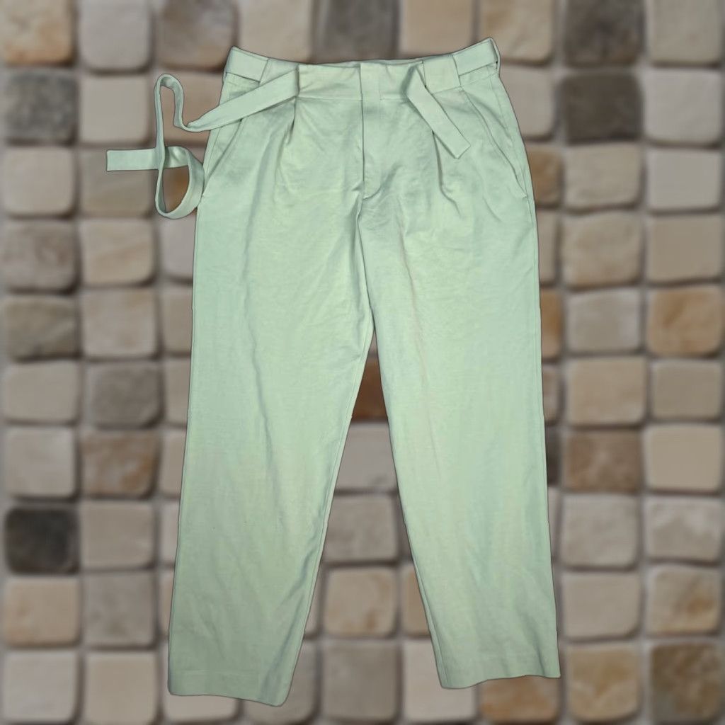 Rag & Bone Rag & Bone Roxie Linen Pants Women XL Green Cotton Stretch Self Tie Belt Tapered Dress Pants Modern Size 40" / US 18 - 1 Thumbnail