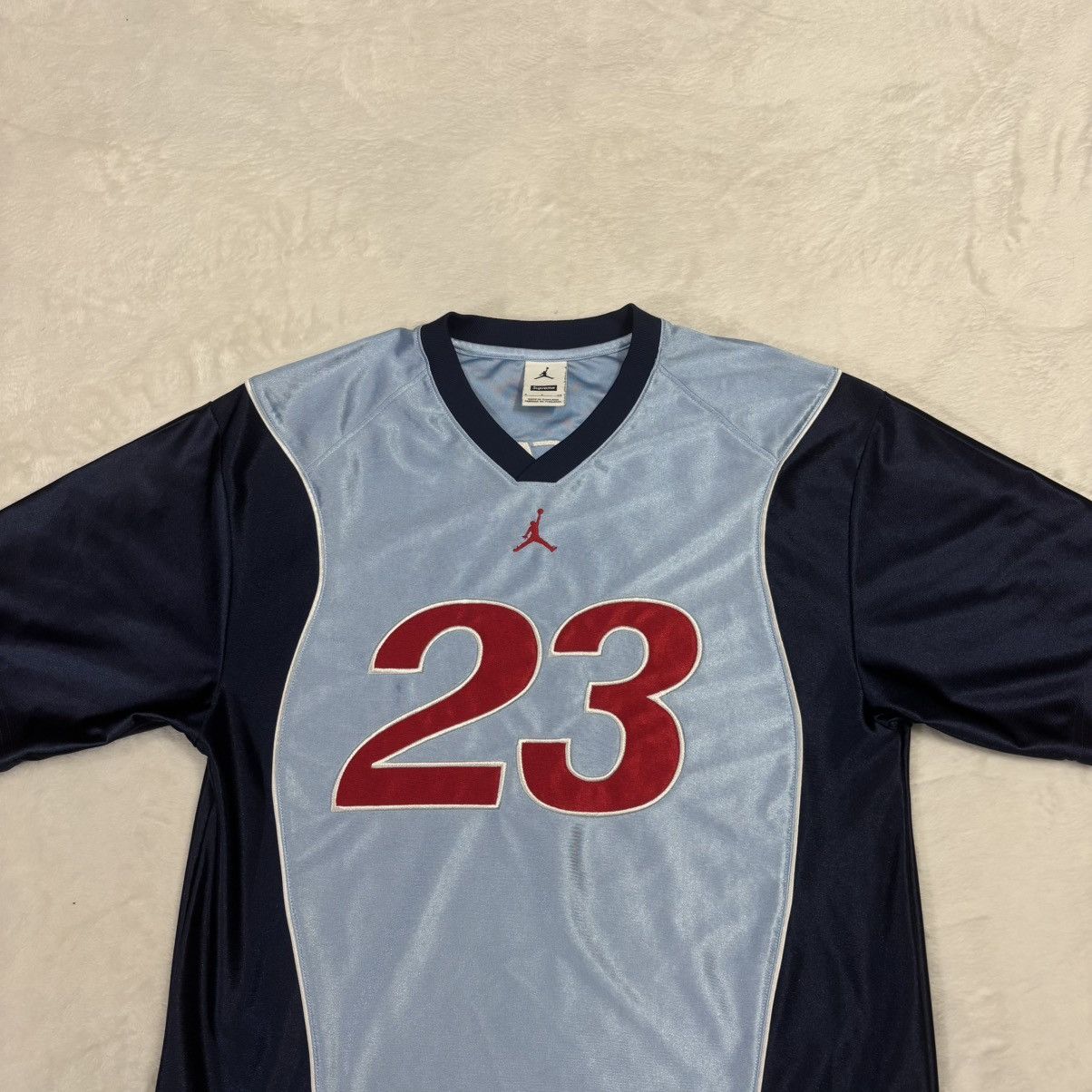 Jordan Brand × Supreme Supreme Jordan Warm Up Jersey Small Light Blue Football FW24 Size US S / EU 44-46 / 1 - 3 Thumbnail