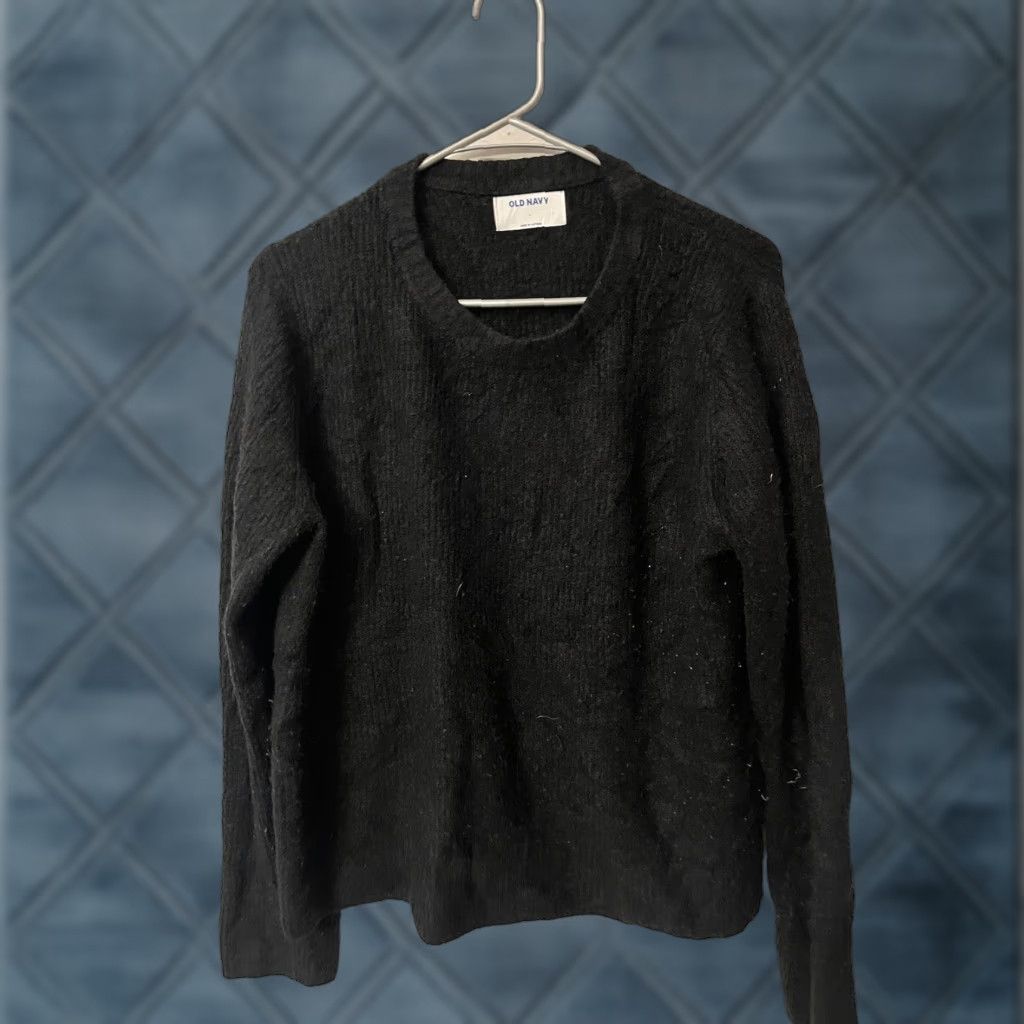 Old Navy Old Navy Black Knit Pullover Sweater Long Sleeve Women’s Size L Acrylic — Regular Fit, Solid Pattern, Round Neck, Casual, Vintage: No Size L / US 10 / IT 46 - 1 Thumbnail