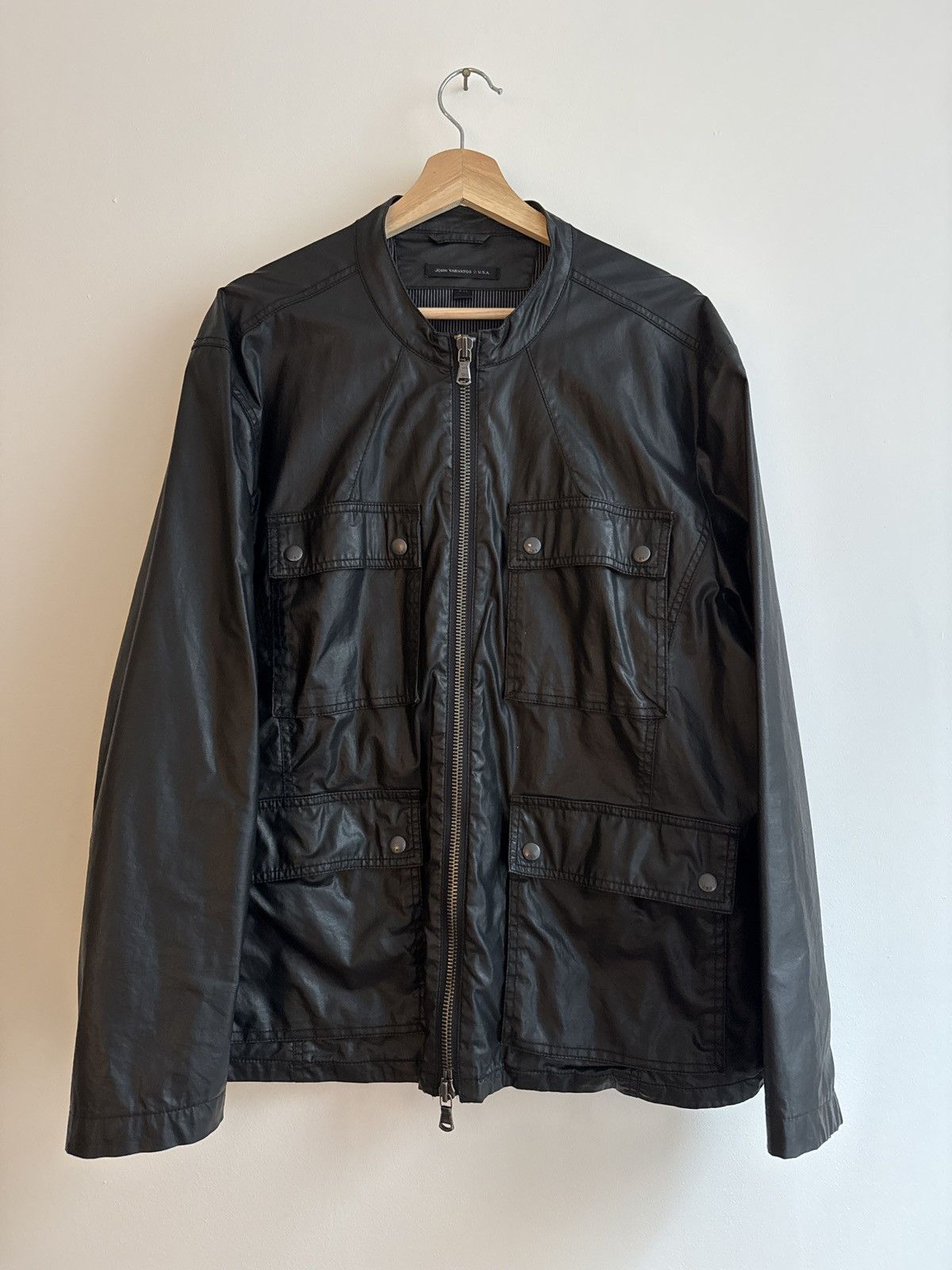Black Leather Double Zip Racer Jacket