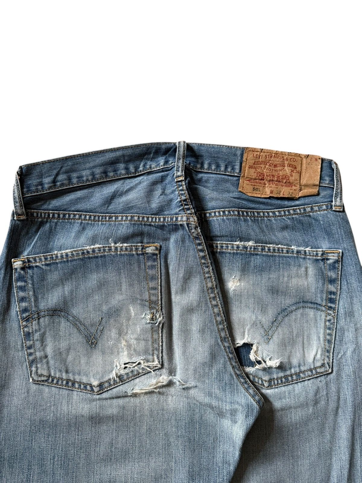 Levi's Vintage 90s Levis 501 Faded Wash Patches Distress Jeans Size US 32 / EU 48 - 3 Thumbnail