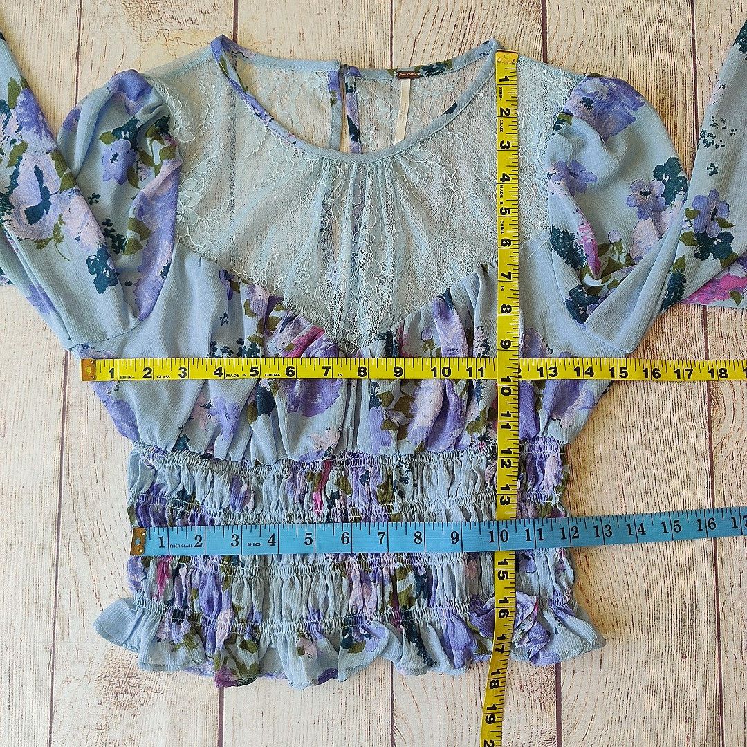 Free People Free People Daphne Blouse floral lace long sleeve sz S Size S / US 4 / IT 40 - 6 Thumbnail