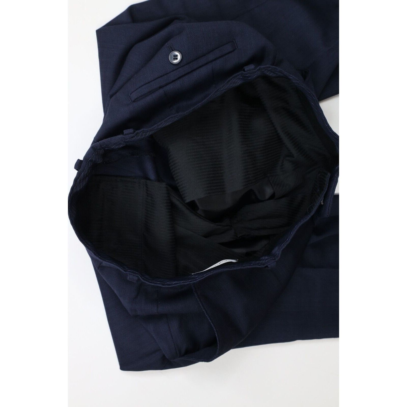 Calvin Klein Calvin Klein Wool Striped 2 Piece Suit Wedding Dark Blue Size 38R - 16 Thumbnail