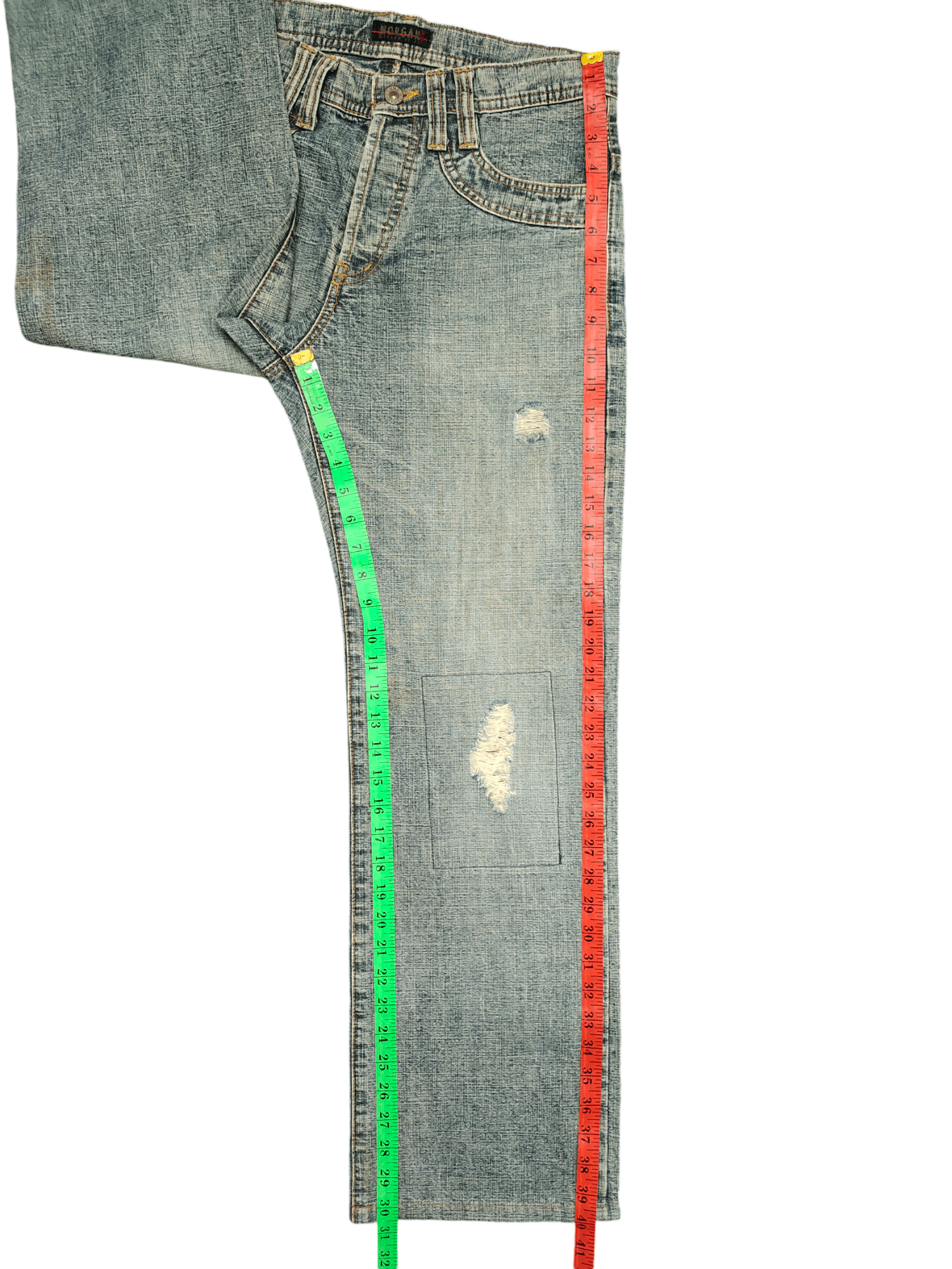 Kapital 1990s Morgan Homme Distress Rusty Faded Patchwork Jeans Size US 31 - 9 Thumbnail