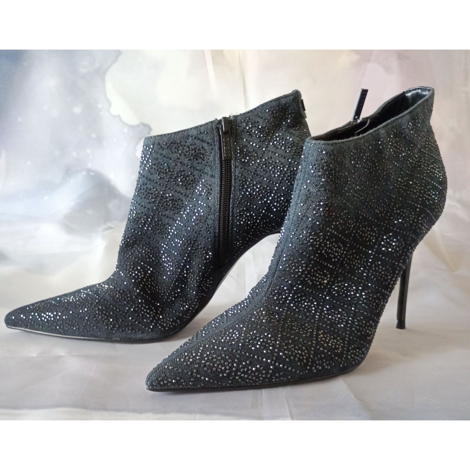 Guess GUESS Fazzie Black Shimmer Stiletto Ankle Booties Pointed To Size US 9.5 / IT 39.5 - 4 Thumbnail