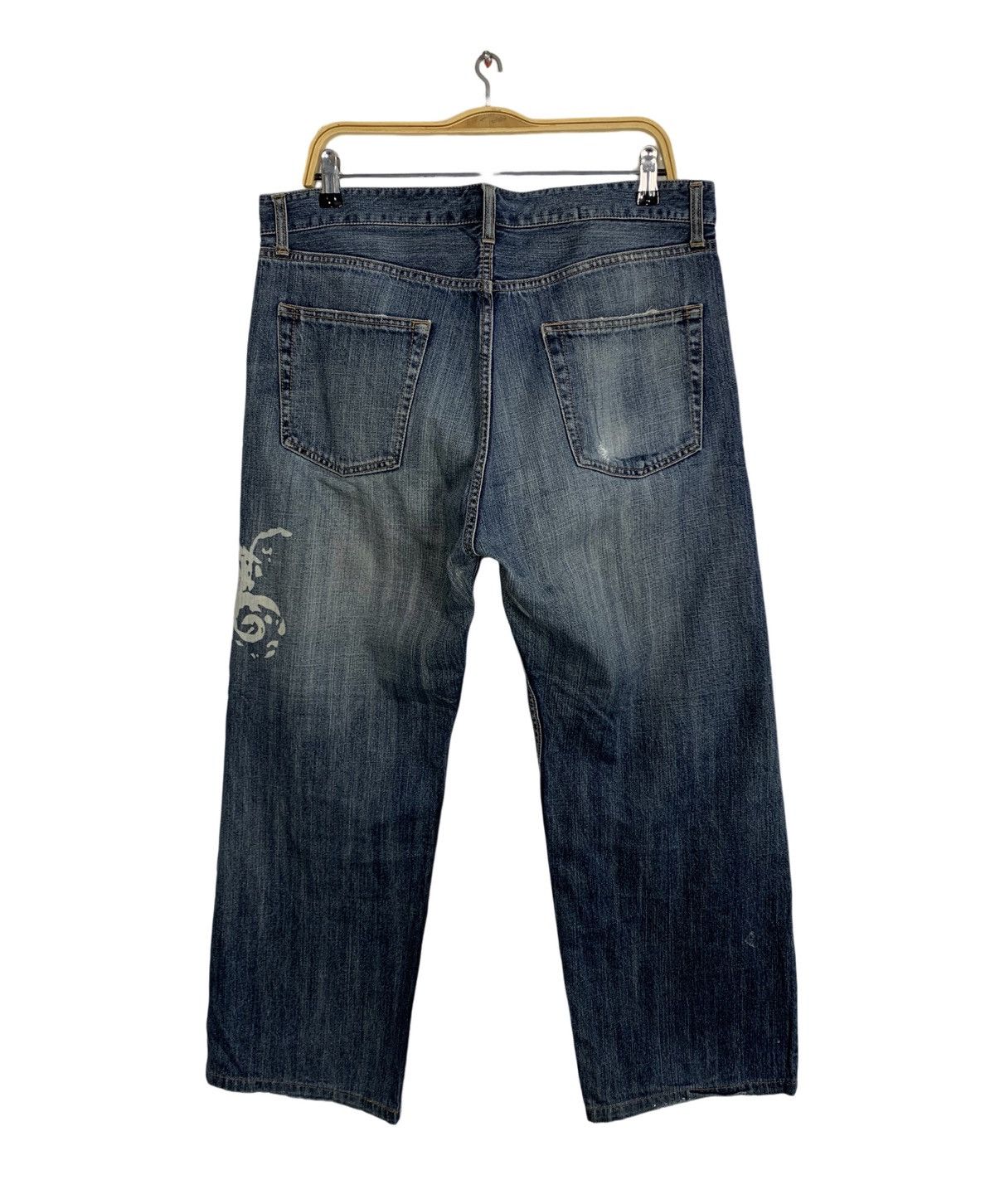 Japanese Brand Dragon Art Denim Jeans Pant Straight Leg Zipper Pocket Size US 35 - 7 Thumbnail