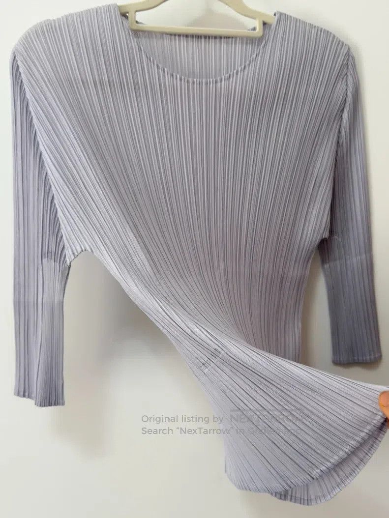 Issey Miyake Issey Miyake Light Grey Ruched Top Size XXL / US 16-18 / IT 52-54 - 4 Thumbnail
