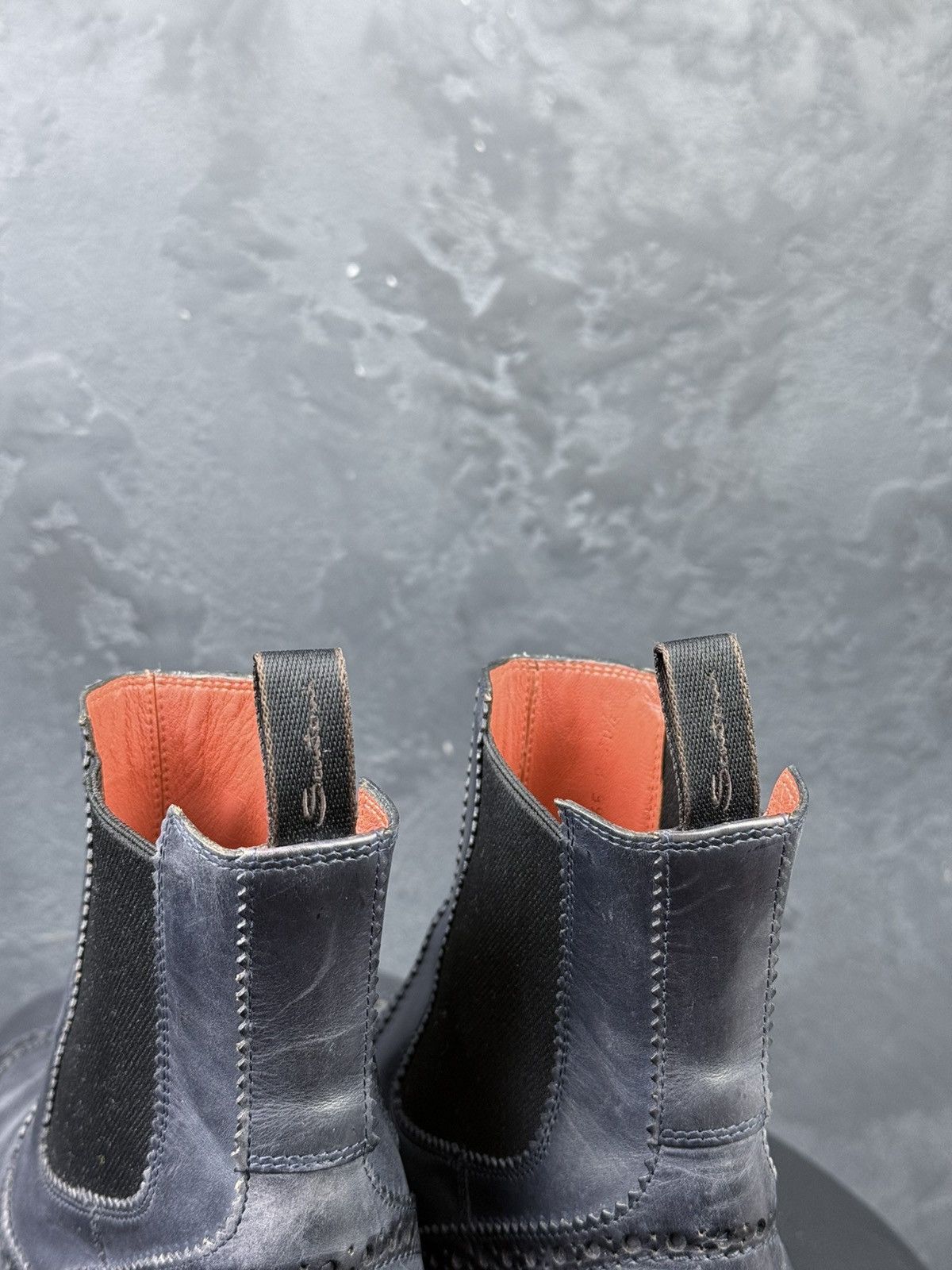 Santoni Santoni Wingtip Chelsea Ankle Boots Black Leather Women Size US 10.5 / IT 40.5 - 12 Thumbnail