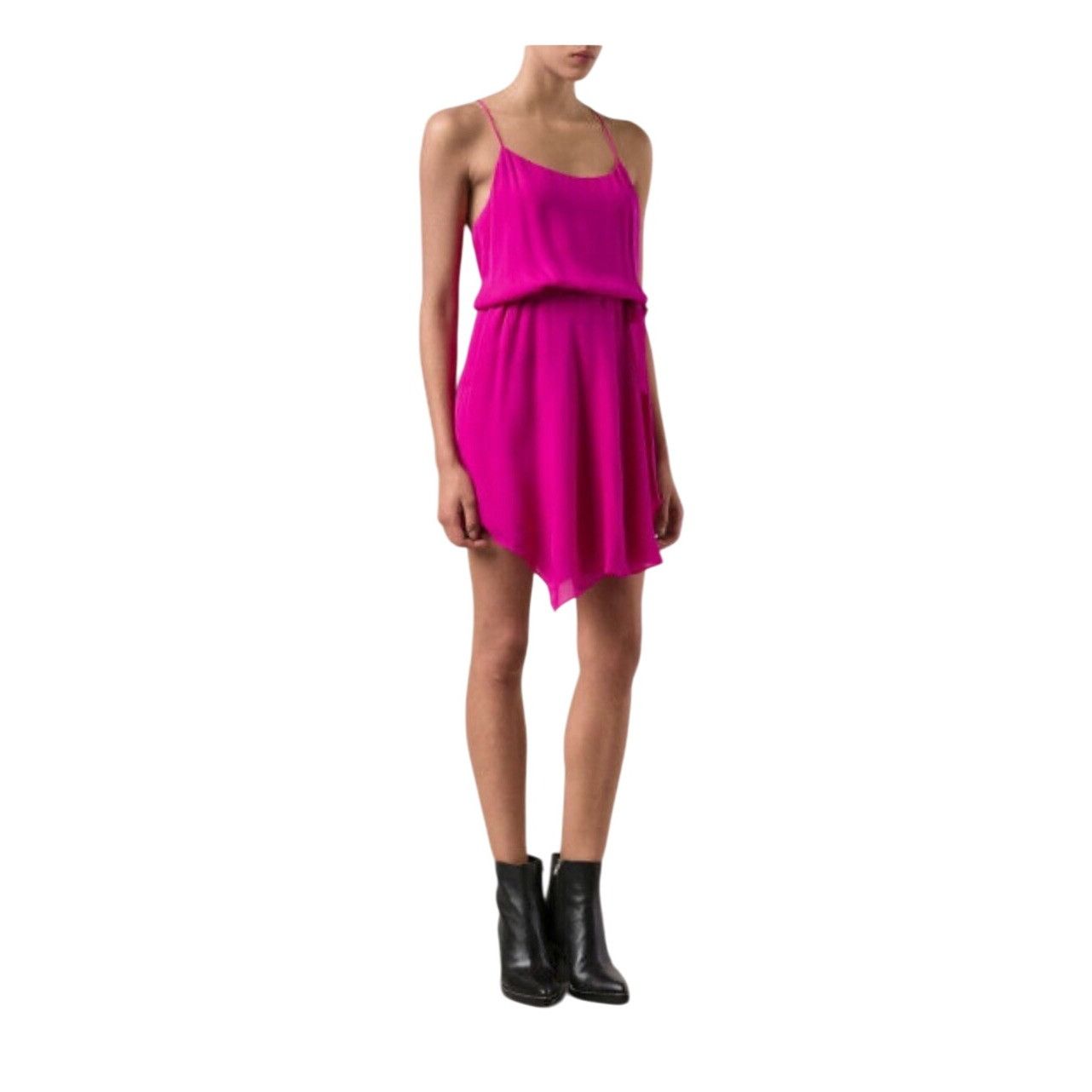 Haute Hippie Haute Hippie Fuchsia Silk & Polyester Asymmetrical Dress $38 Size L / US 10 / IT 46 - 1 Thumbnail