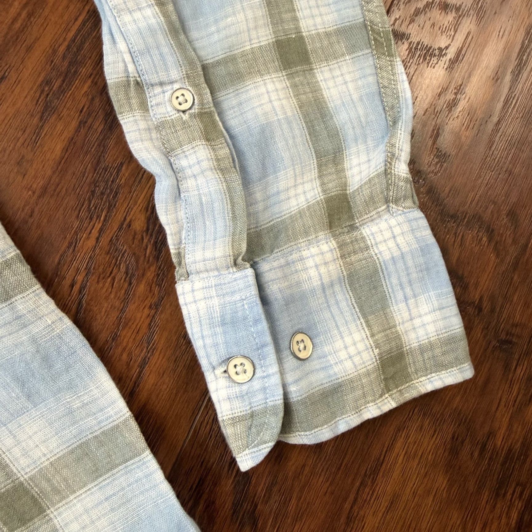 Peter Millar Peter Millar Shirt Mens M Blue Linen Plaid Long Sleeve Lightweight Pocket Button-Up Shirt Size US M / EU 48-50 / 2 - 5 Thumbnail