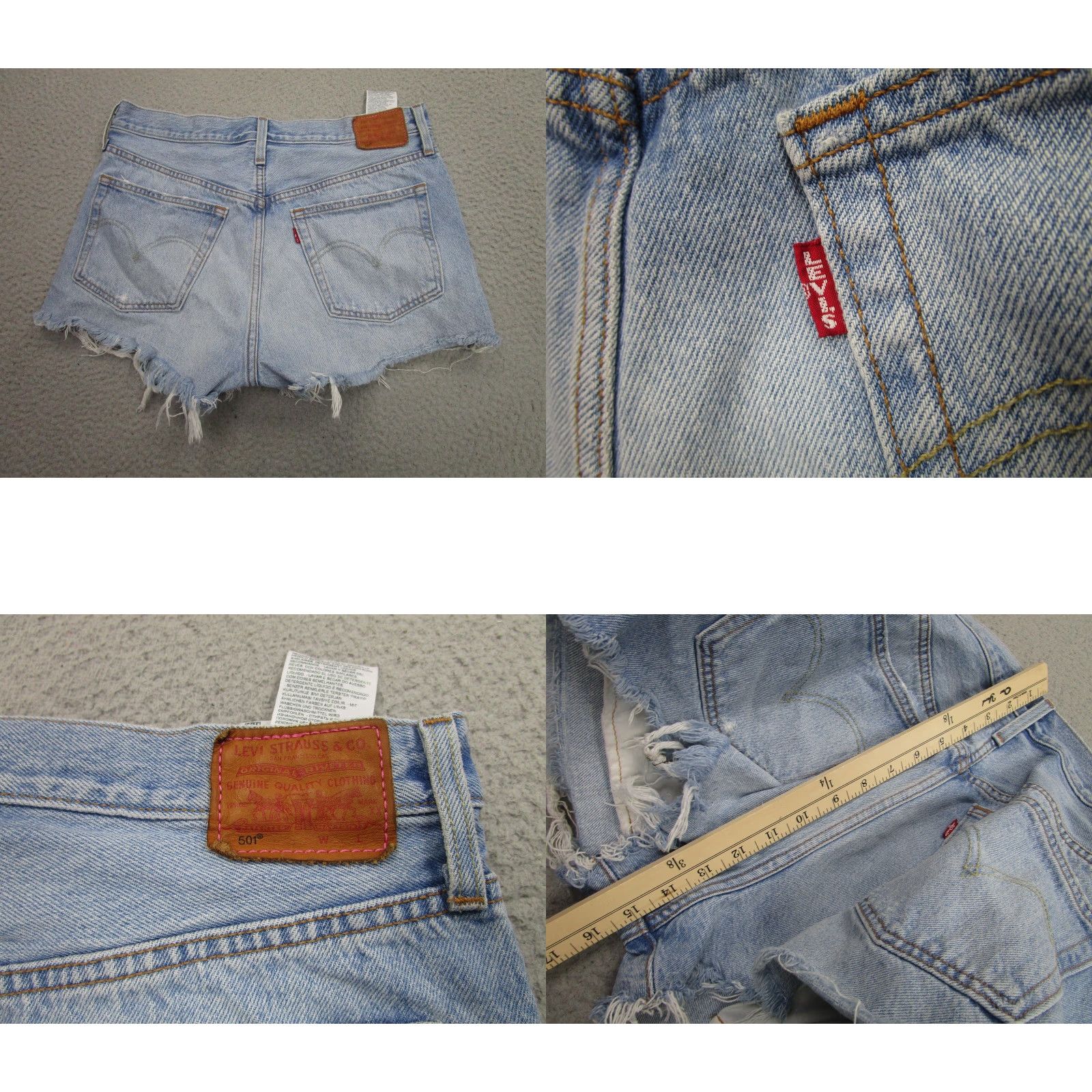 Levi's VINTAGE Levis 501 Premium Shorts Womens W30 Blue Denim High Rise Cutoff Frayed Size 30" / US 8 / IT 44 - 9 Thumbnail