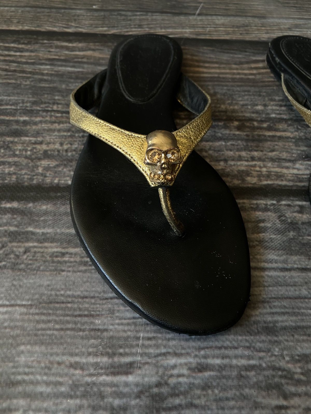 Alexander McQueen Golden Skull Leather Sandals Size US 9 / IT 39 - 3 Thumbnail