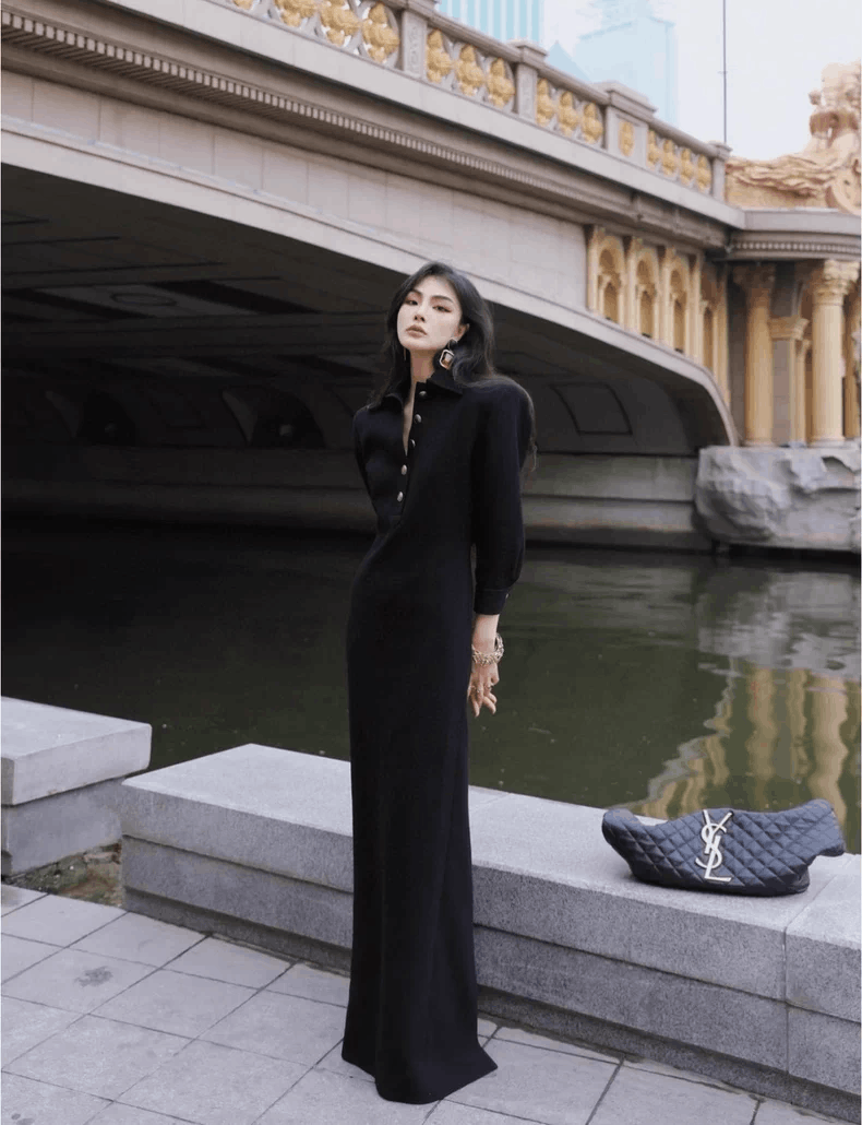Saint Laurent Paris Saint Laurent Paris Black POLO floor-length dress Size XS / US 0-2 / IT 36-38 - 9 Thumbnail