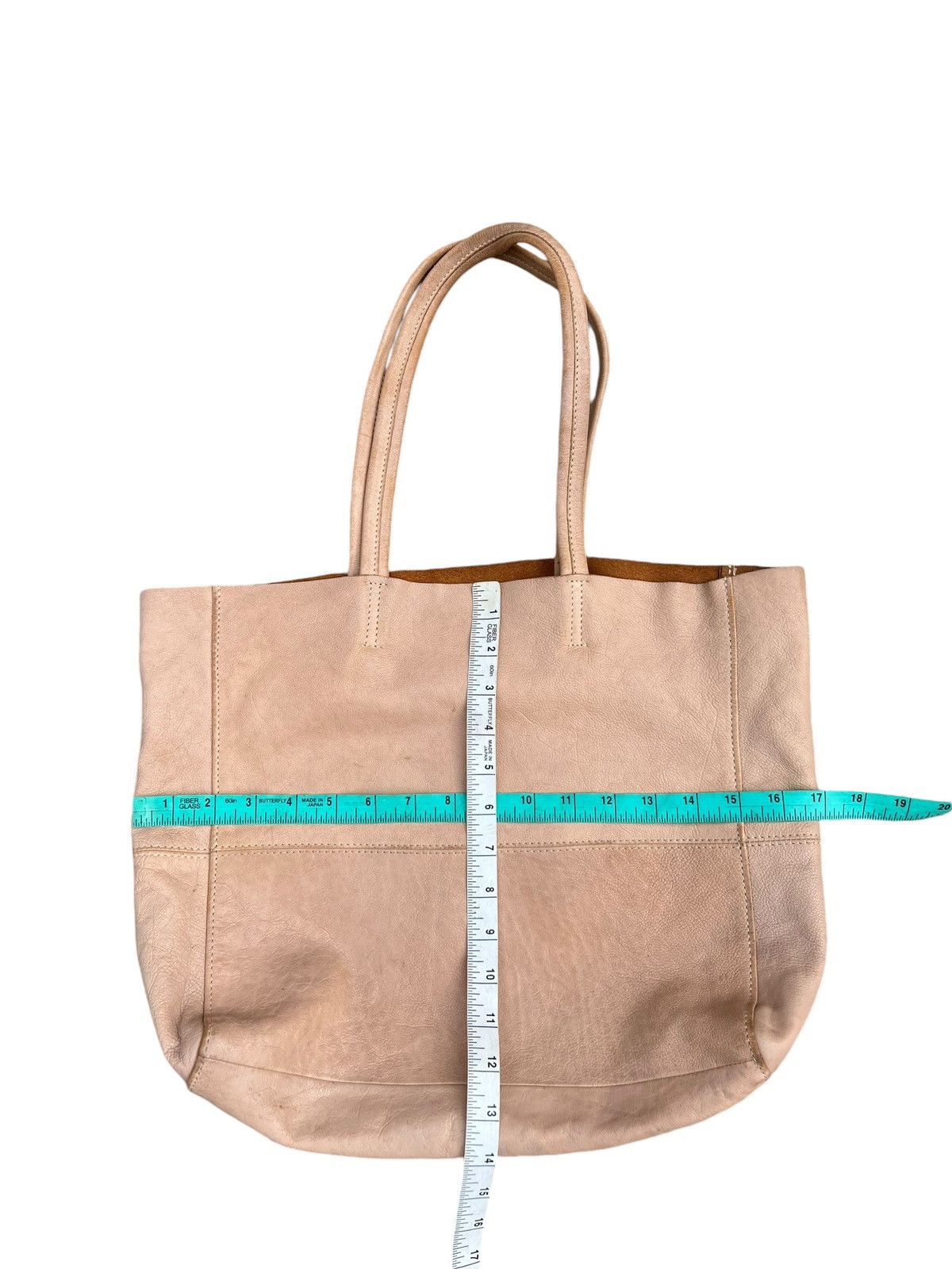 Japanese Brand × Leather Vintage CIMABUE Japan Fade Patina Leather Tote Bag Size ONE SIZE - 25 Thumbnail