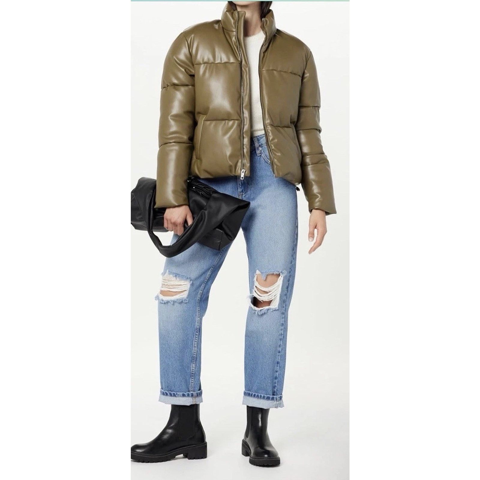 Other The Drop Priscilla Olive Vegan Leather Puffer NWT Size S / US 4 / IT 40 - 4 Thumbnail
