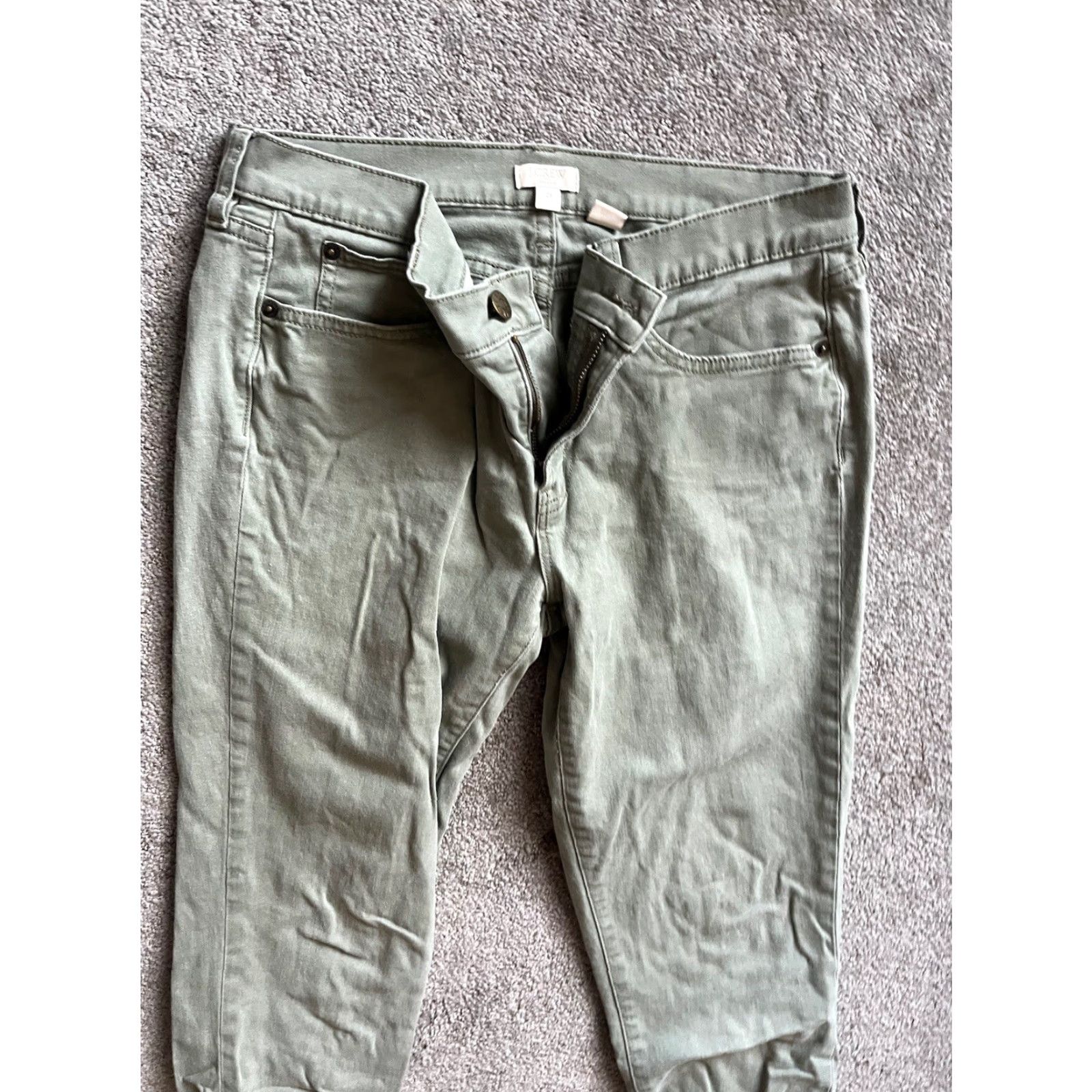 J.Crew VINTAGE J. Crew Ankle Skinny Jeans Women Size 28 Olive Green 90s Retro Size 28" / US 6 / IT 42 - 2 Thumbnail