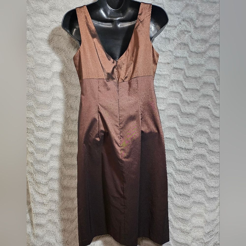 David Meister Brown Copper Bronze Cocktail Dress Beaded 6
