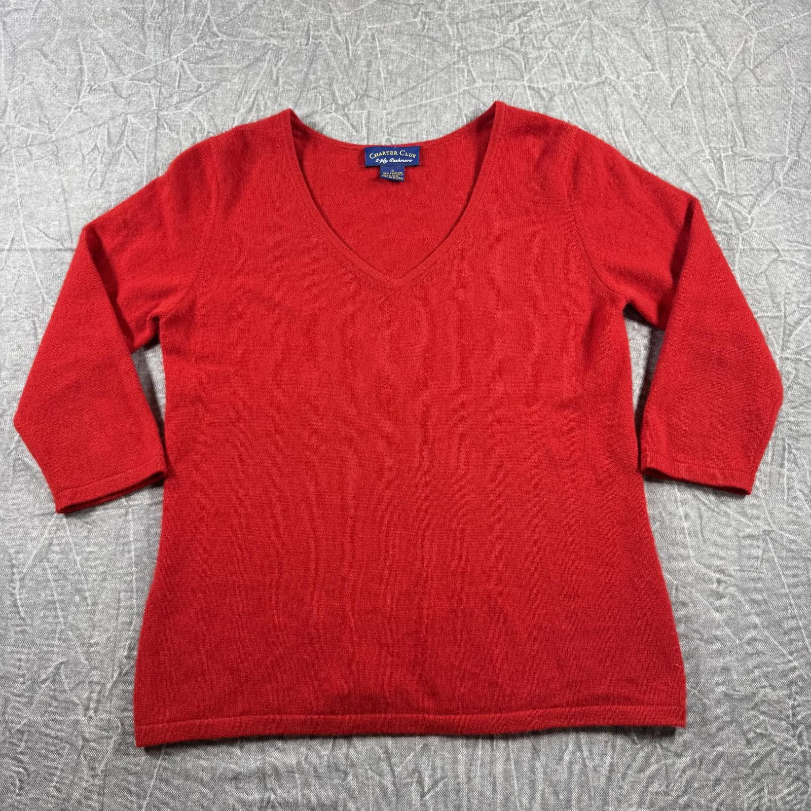 Charter Club Charter Club Sweater Women's S Red 2 Ply Cashmere Crewneck Size S / US 4 / IT 40 - 2 Thumbnail