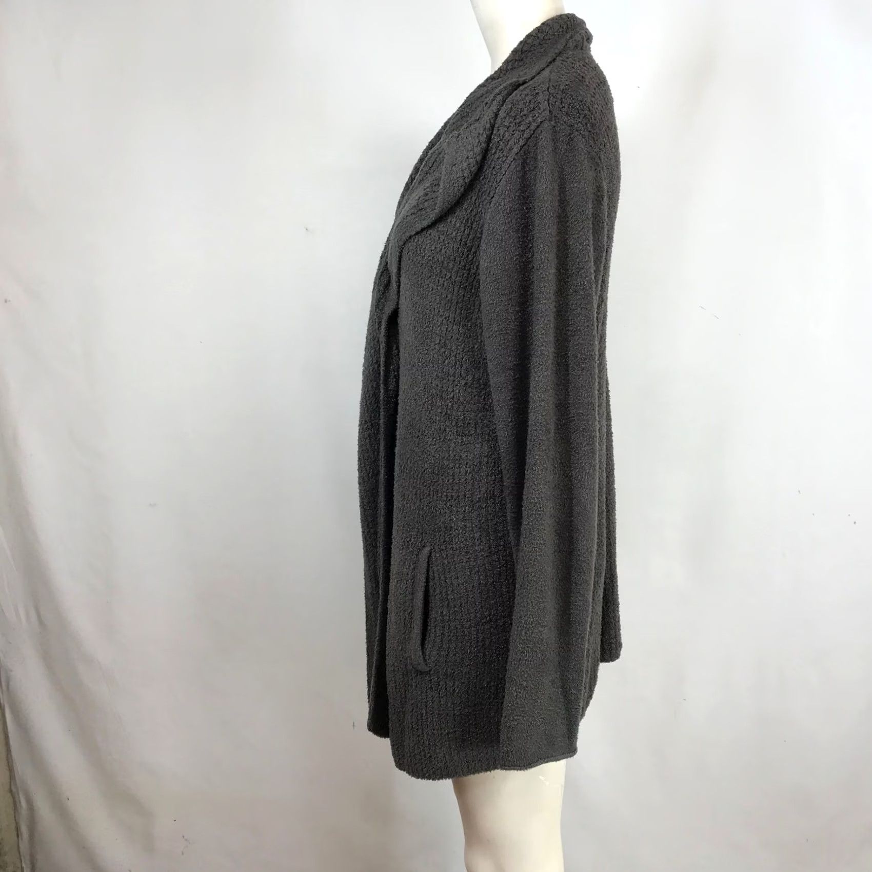 Vintage Barefoot Dreams CozyChic Lite Cardigan Sweater L Charcoal Gray Draped Wrap Open Size L / US 10 / IT 46 - 6 Thumbnail