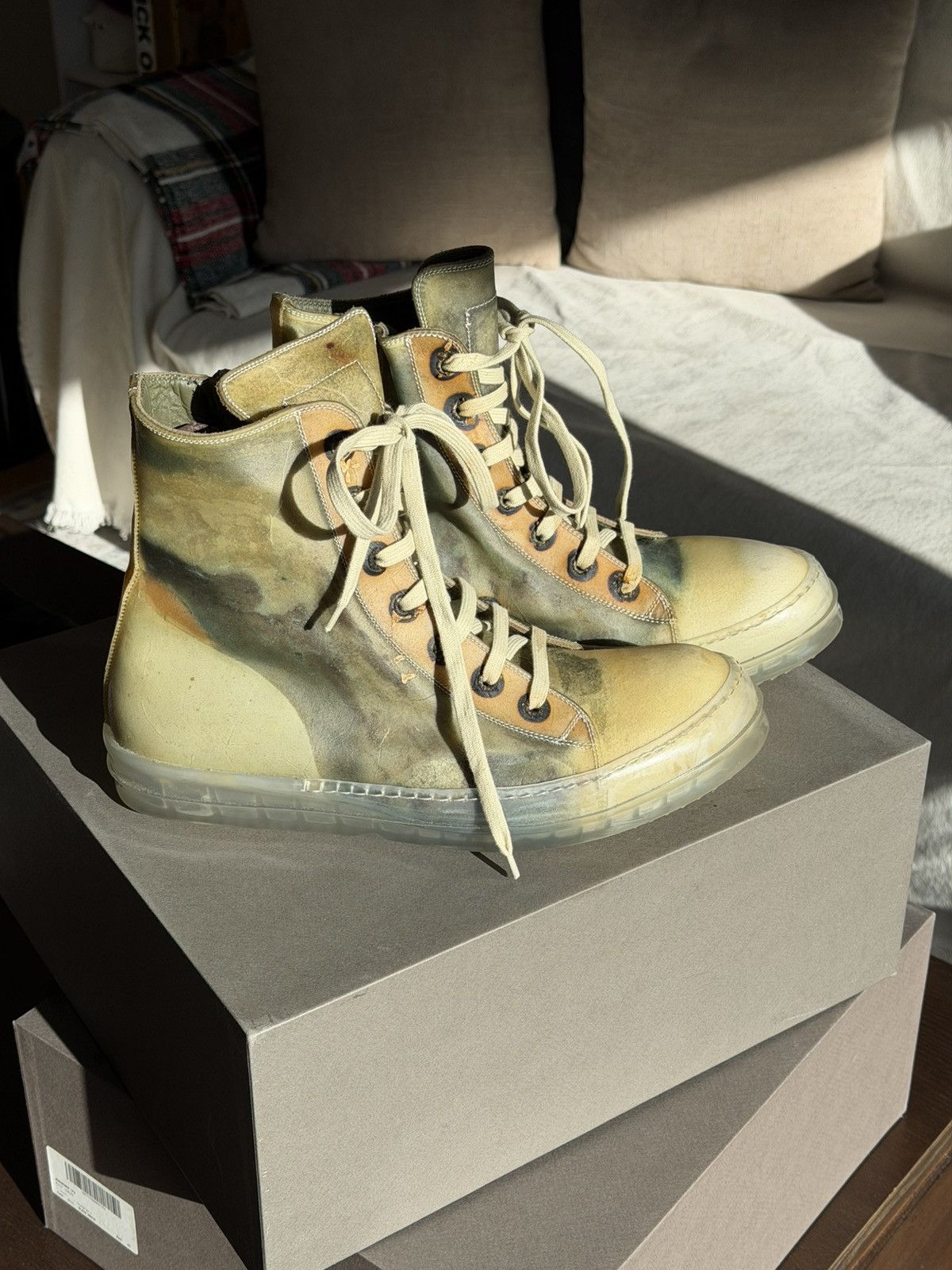 Rick Owens Rick Owens SS19 Babel No Cap High Top Transparent Leather Size US 12 / EU 45 - 6 Thumbnail