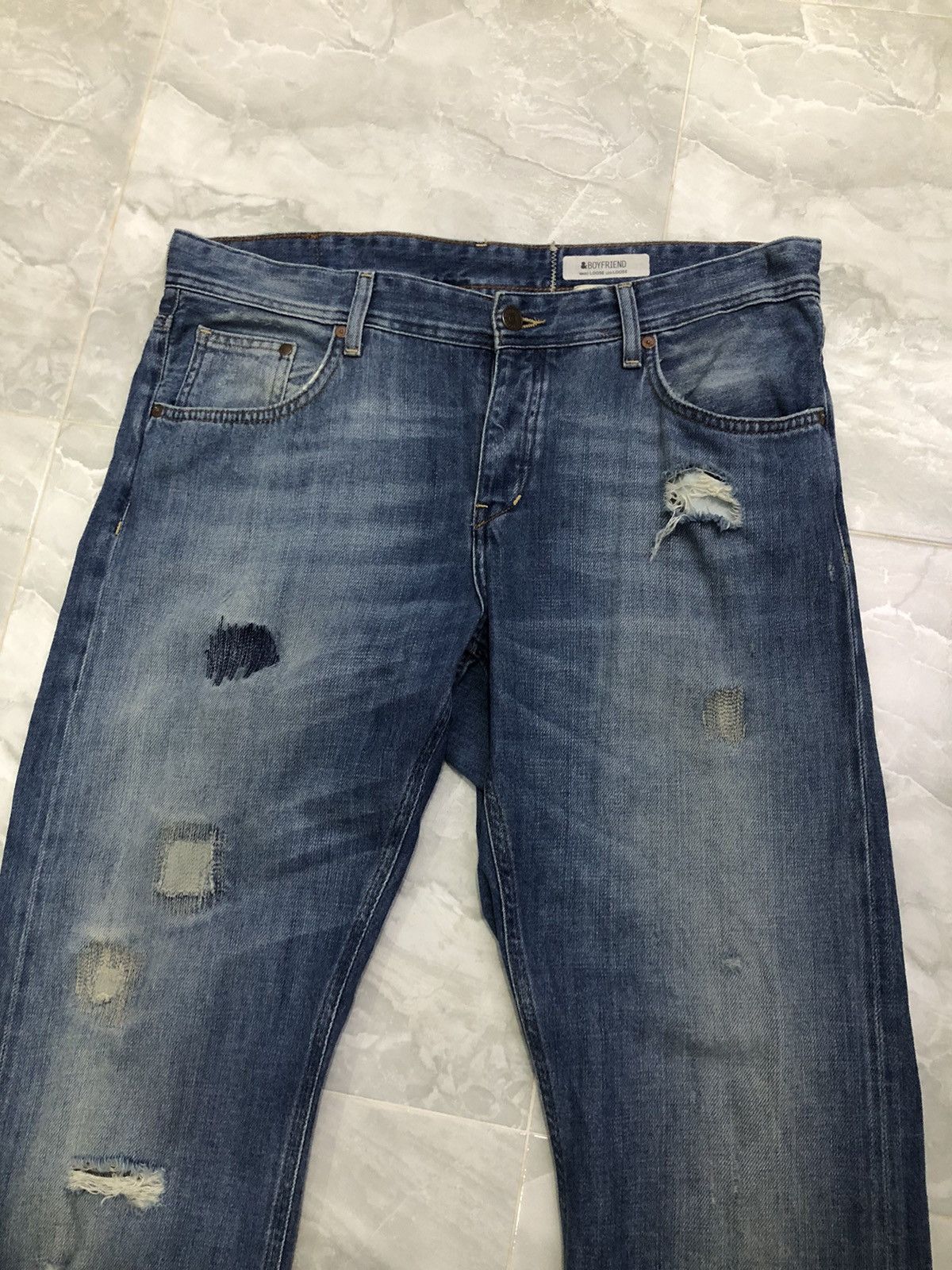 H&M H&M Boyfriend Distressed Boro Stitch Jeans Size US 35 - 2 Thumbnail