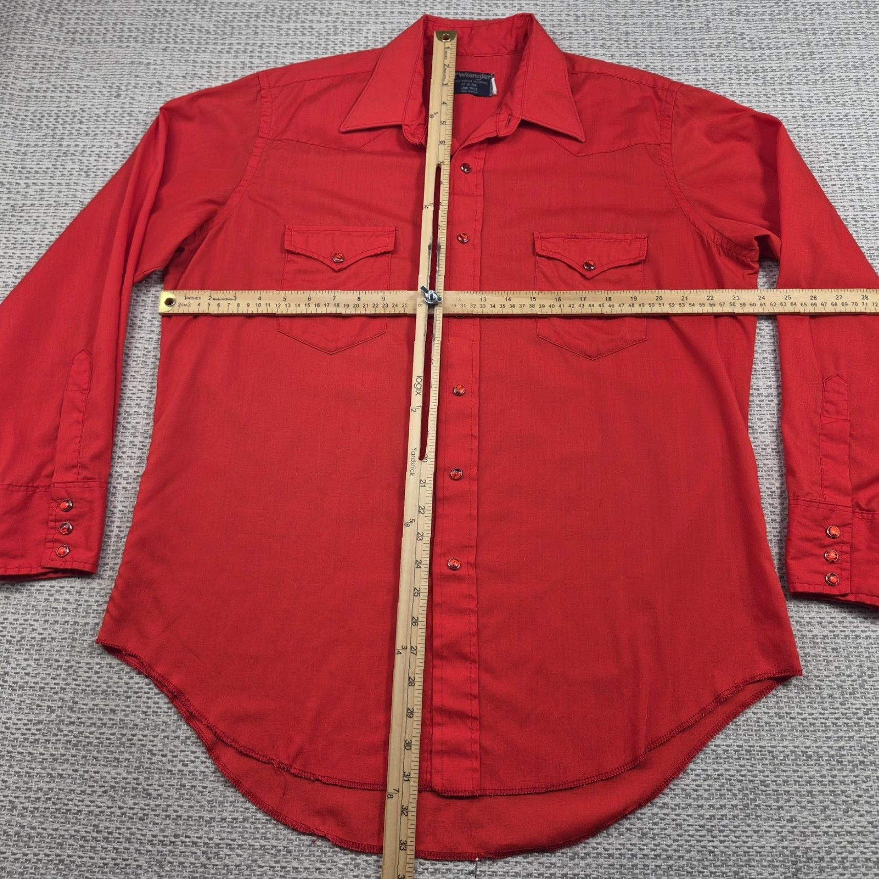 Wrangler VINTAGE Wrangler Shirt Mens XL Red Western Long Tails Button Front USA 70s Size US XL / EU 56 / 4 - 7 Thumbnail