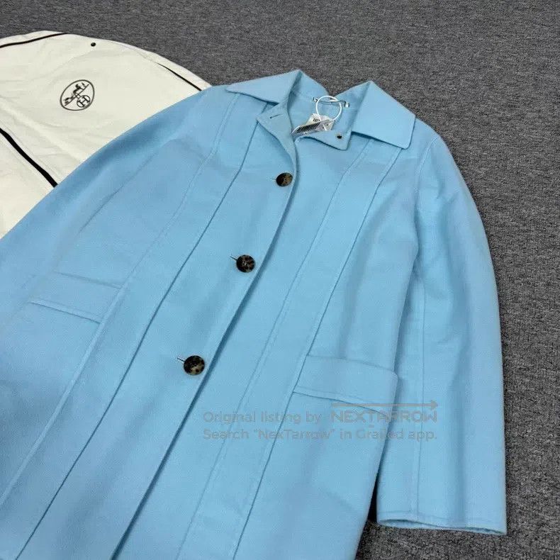 Hermes Hermes Baby Blue Cashmere Coat Size XXS / US 00 / IT 34 - 4 Thumbnail