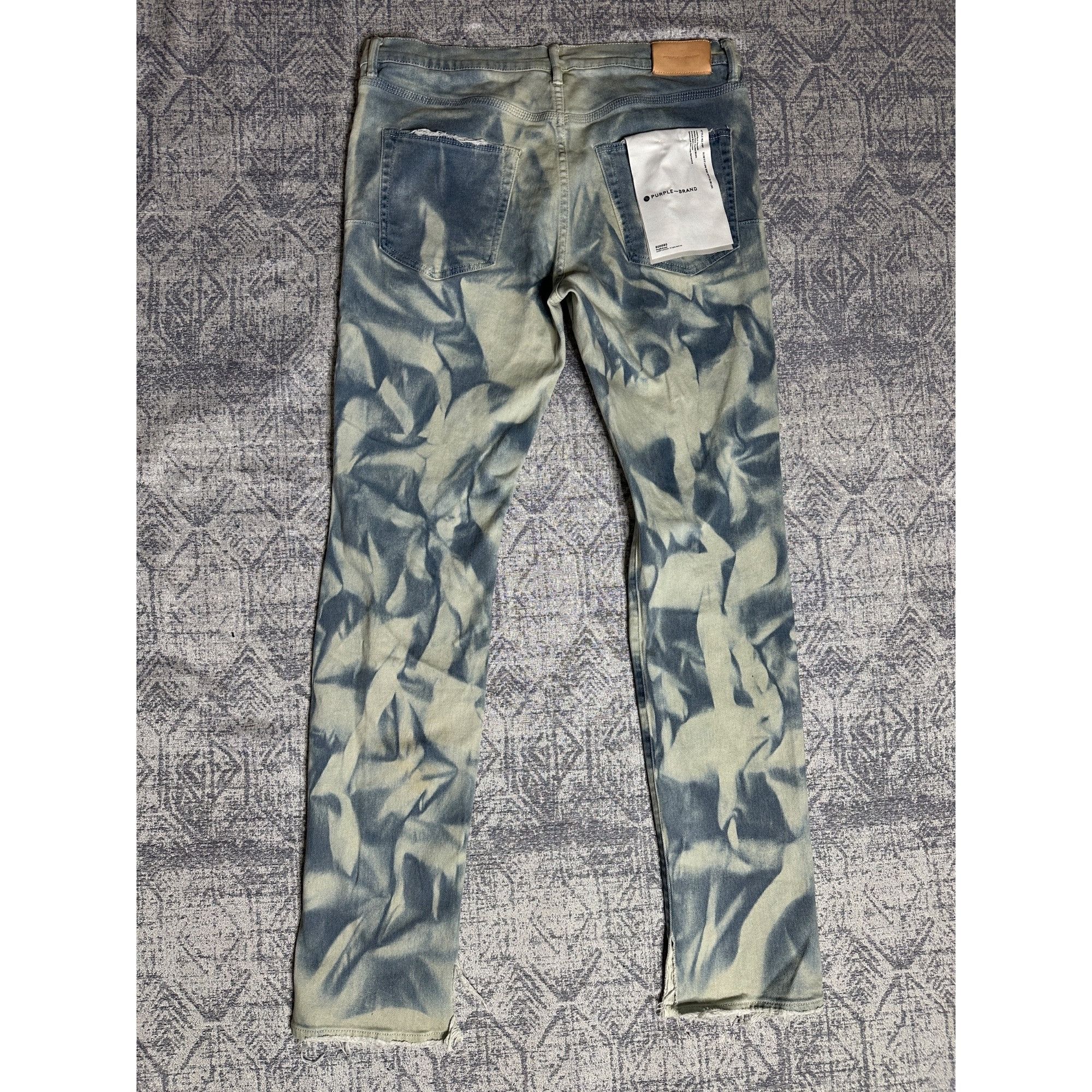 Purple Brand Purple Brand P001 Blue Split Distressed Hem Fatigue Marble J Size US 36 / EU 52 - 8 Thumbnail